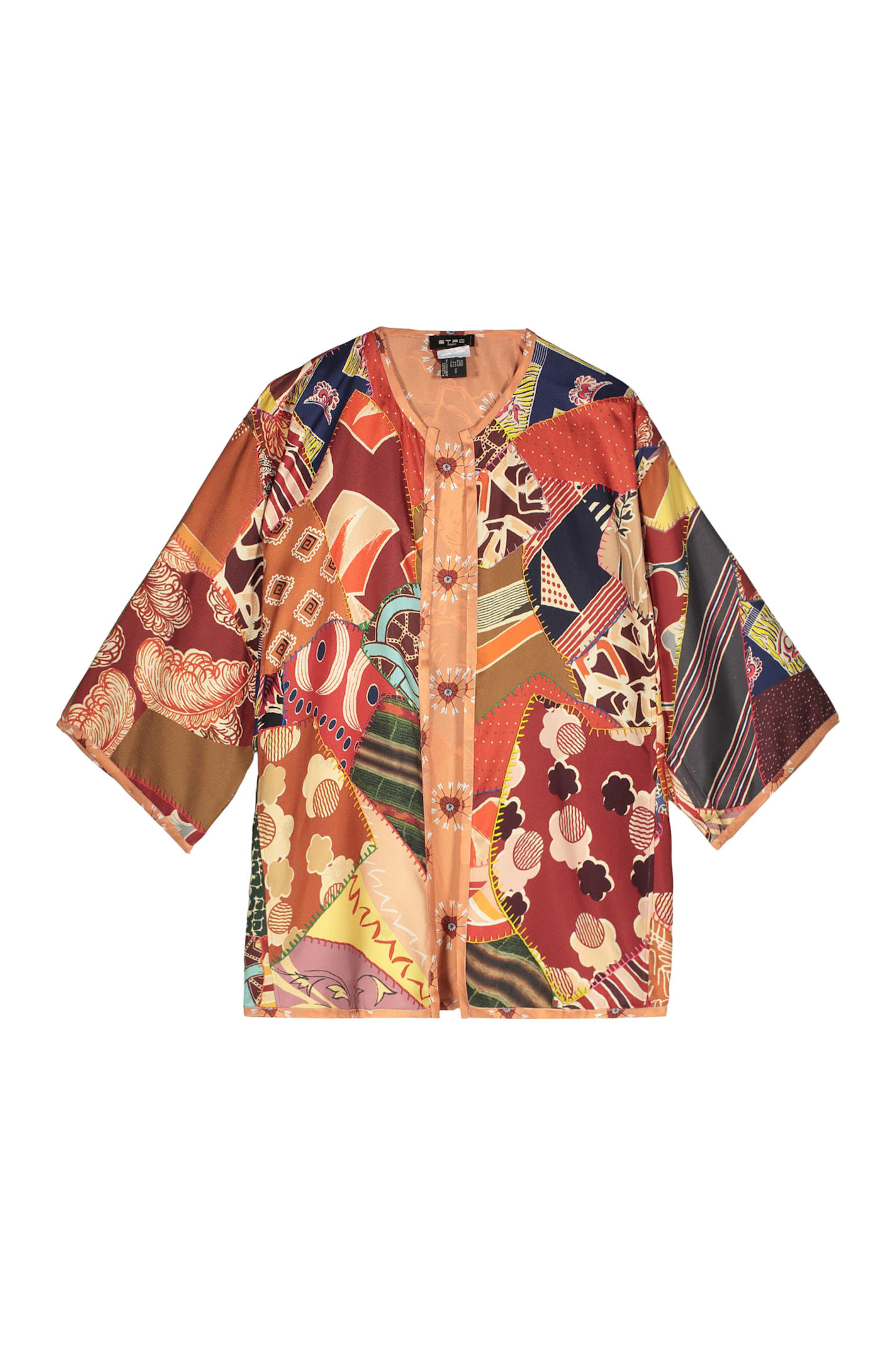 Shop Etro Silk Poncho In Multicolor