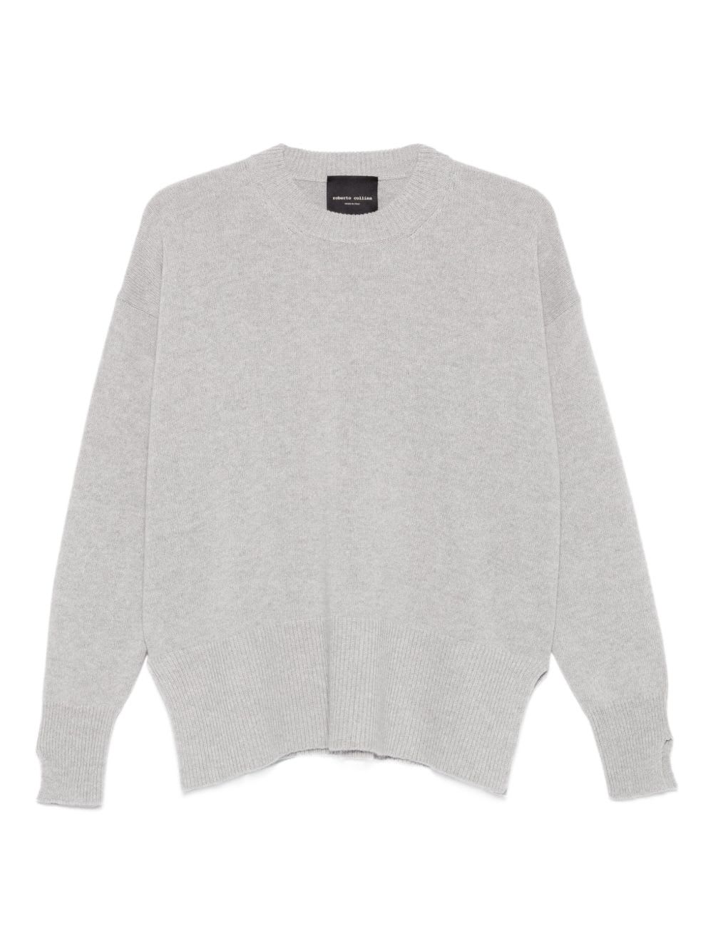 Roberto Collina Gray Cashmere And Wool Blend Sweater In Gray