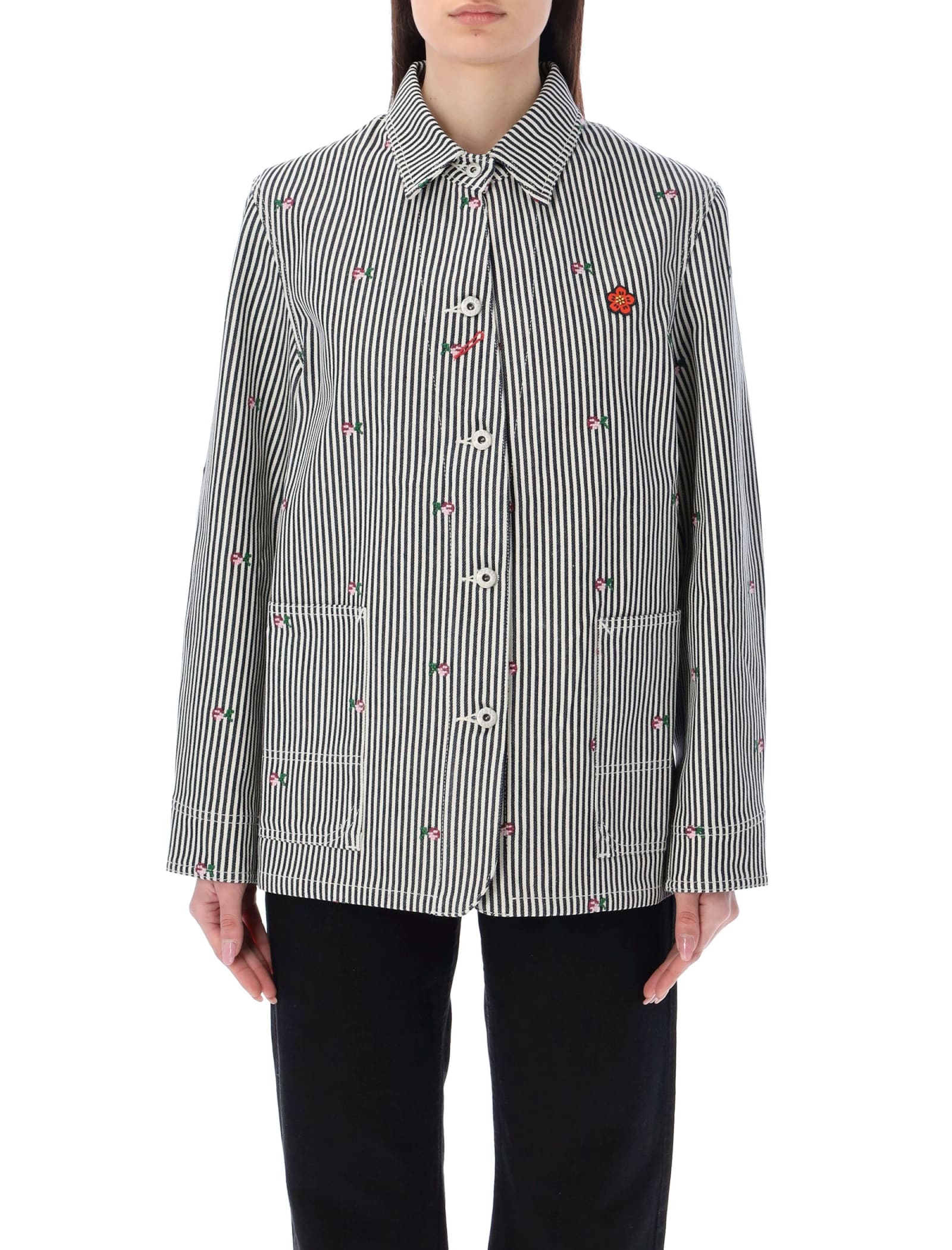 KENZO KENZO PIXEL STRIPED DENIM WORKWEAR JACKET