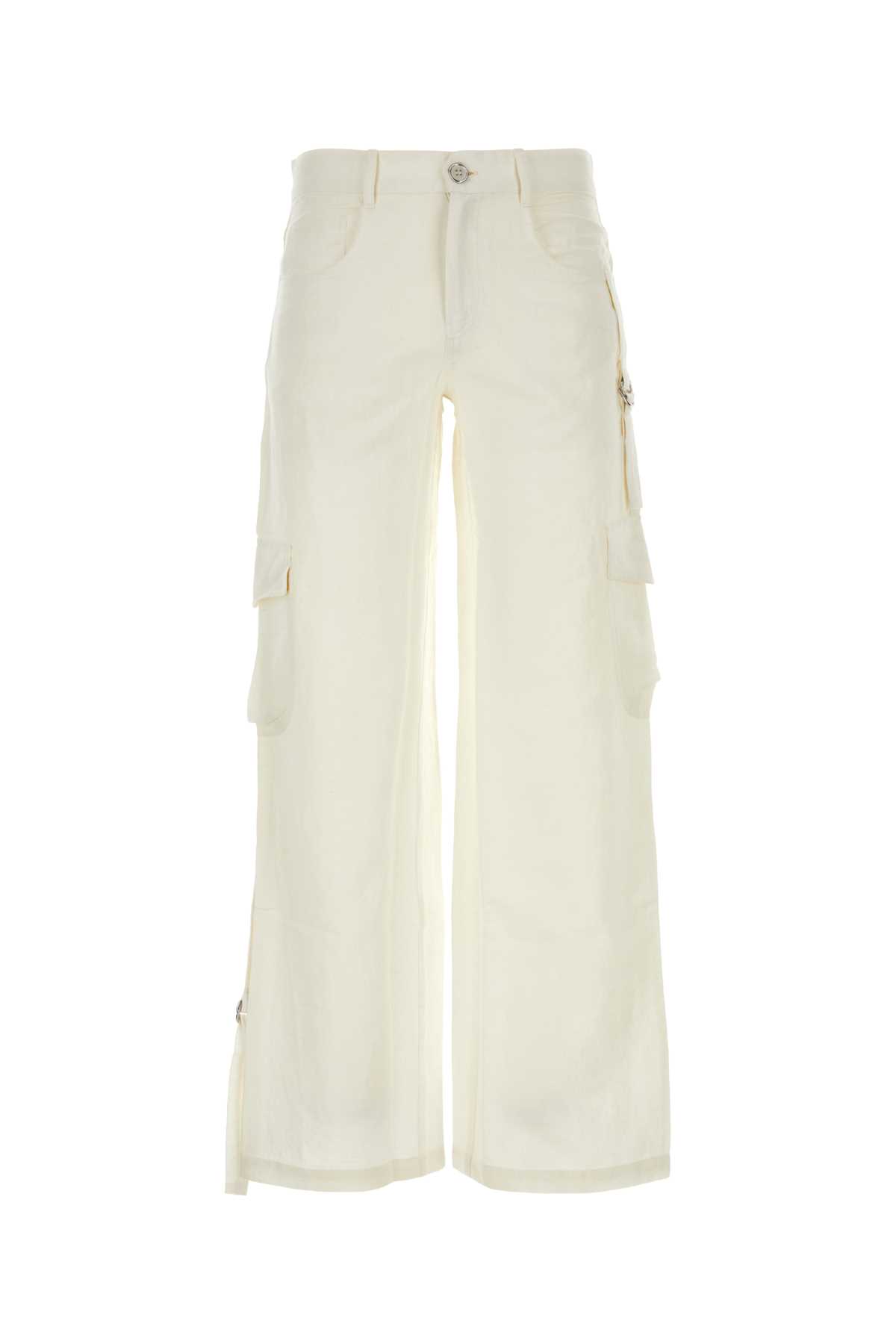 White Cotton Blend Gabi Cargo Pant