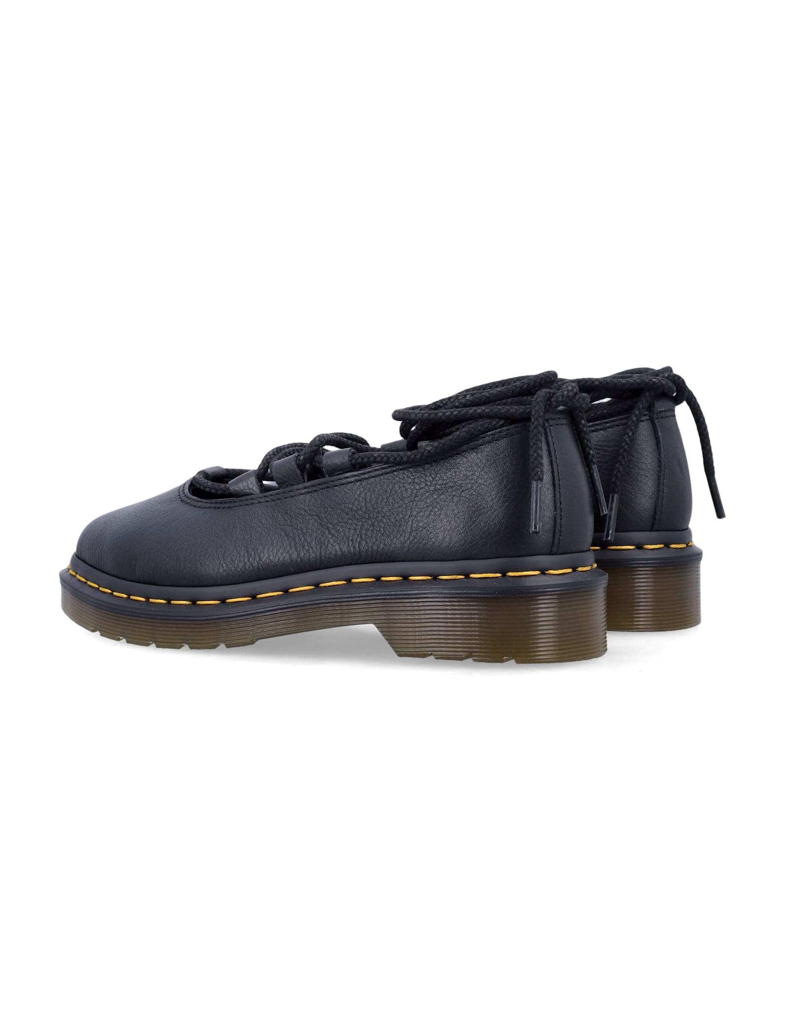 Dr. Martens Elphie Ii Black Leather Ballerina Shoes In Black
