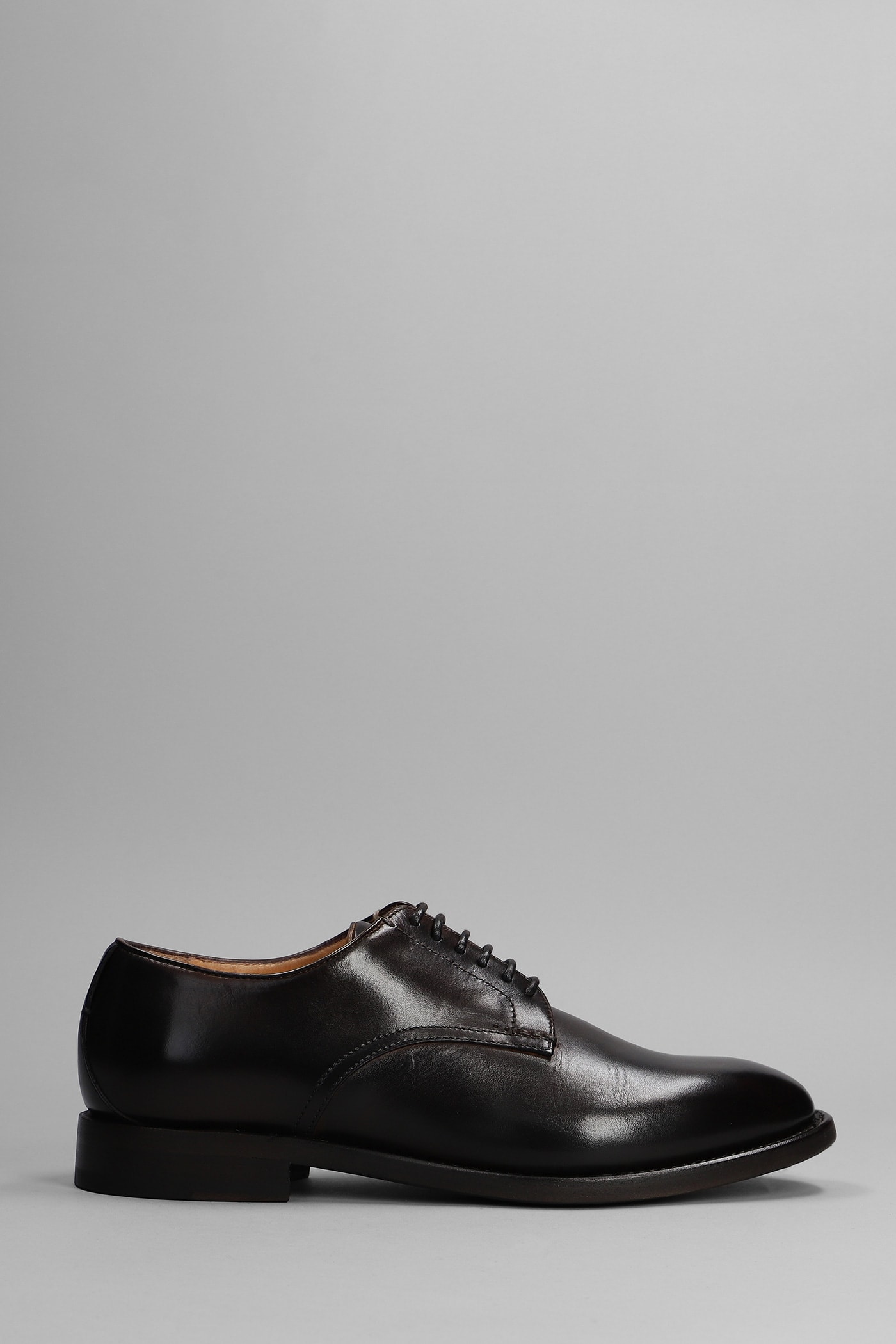 Silvano Sassetti Lace Up Shoes In Dark Brown Leather