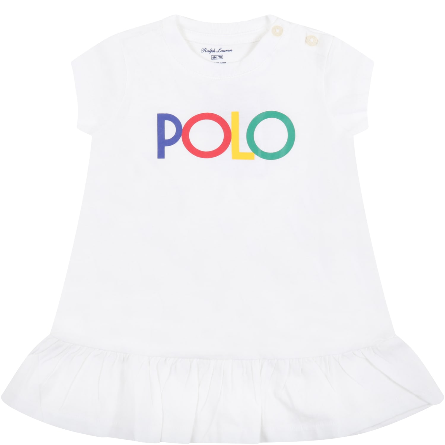 Ralph Lauren White Dress For Baby Girl With Logo