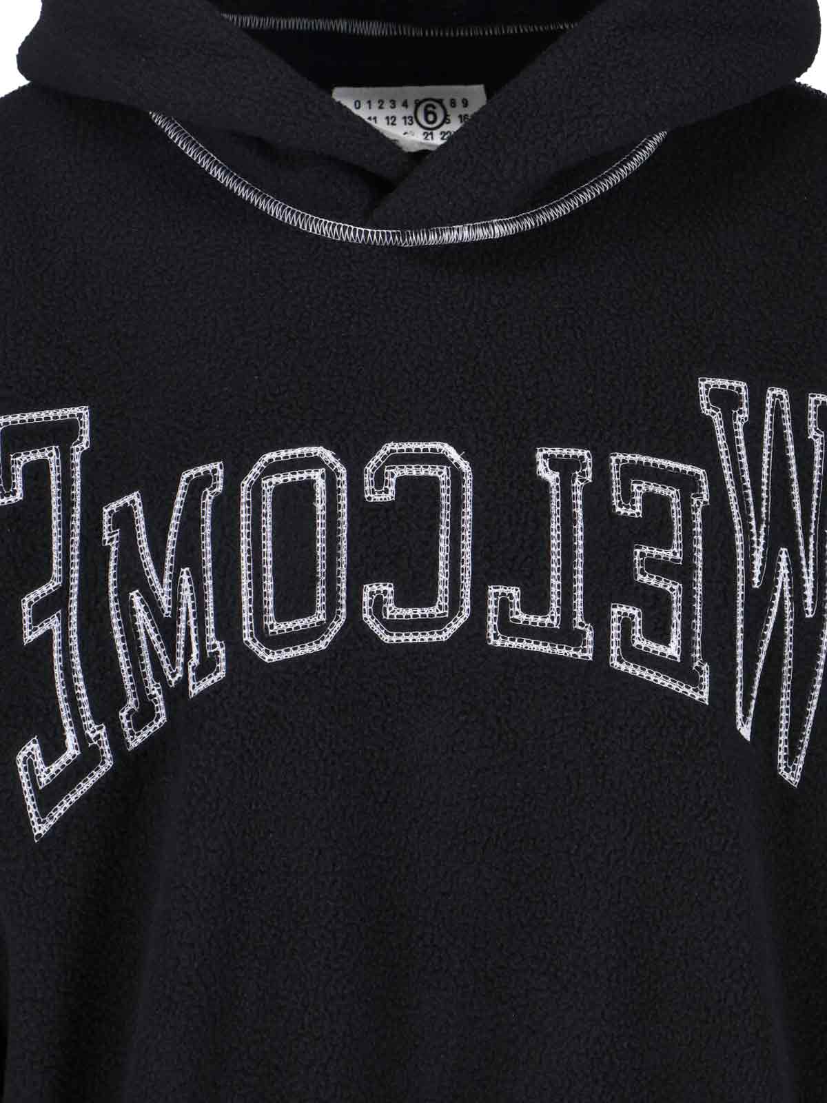 Mm6 Maison Margiela Knitwear Hooded Contrast Stitching In Black