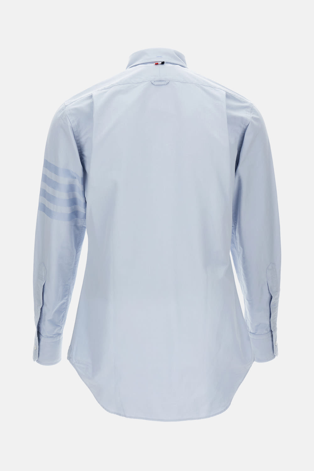 Thom Browne Light Blue Shirt With Button-down Collar And Striped Rwb Detail On The Rear In Cotton Man In Blue