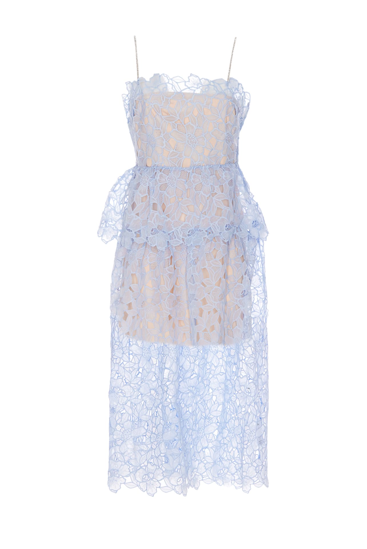 Shop Self-portrait Lace Midi Dress In Blue