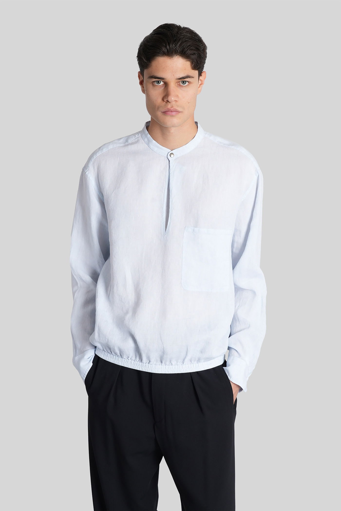 Shirt In Cyan Linen