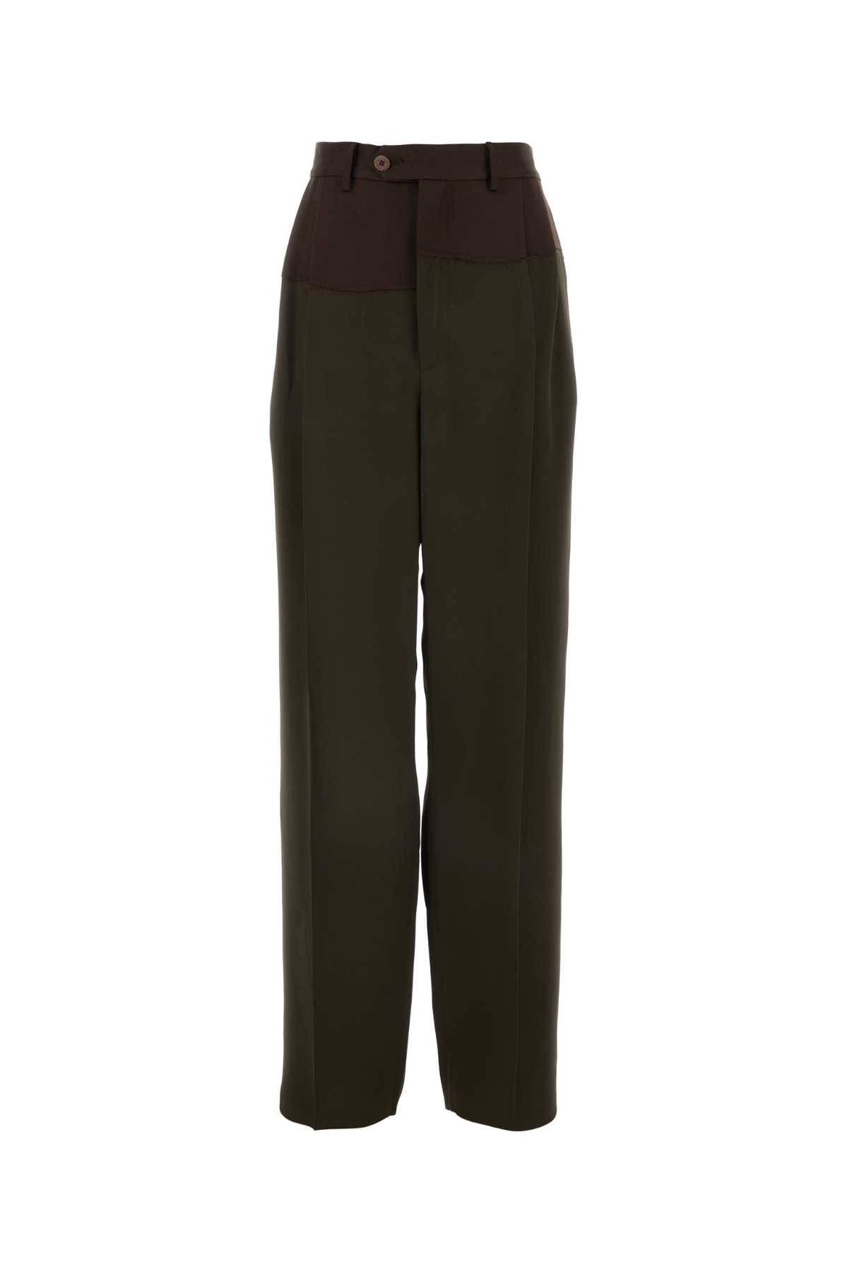 Brown Viscose Blend Wide-leg Pant