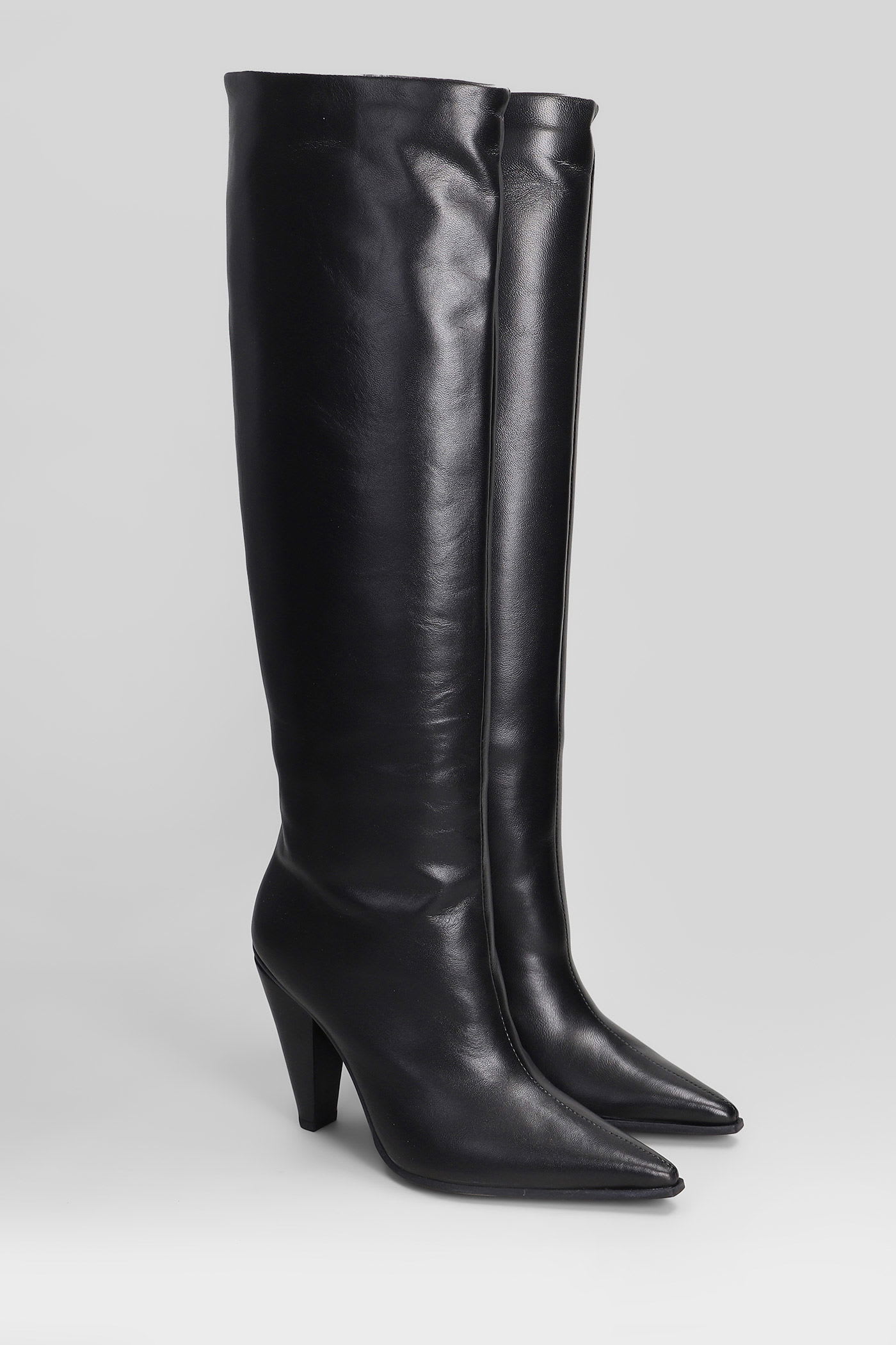 Roberto Festa Uriel High Heels Boots In Black Leather In Black
