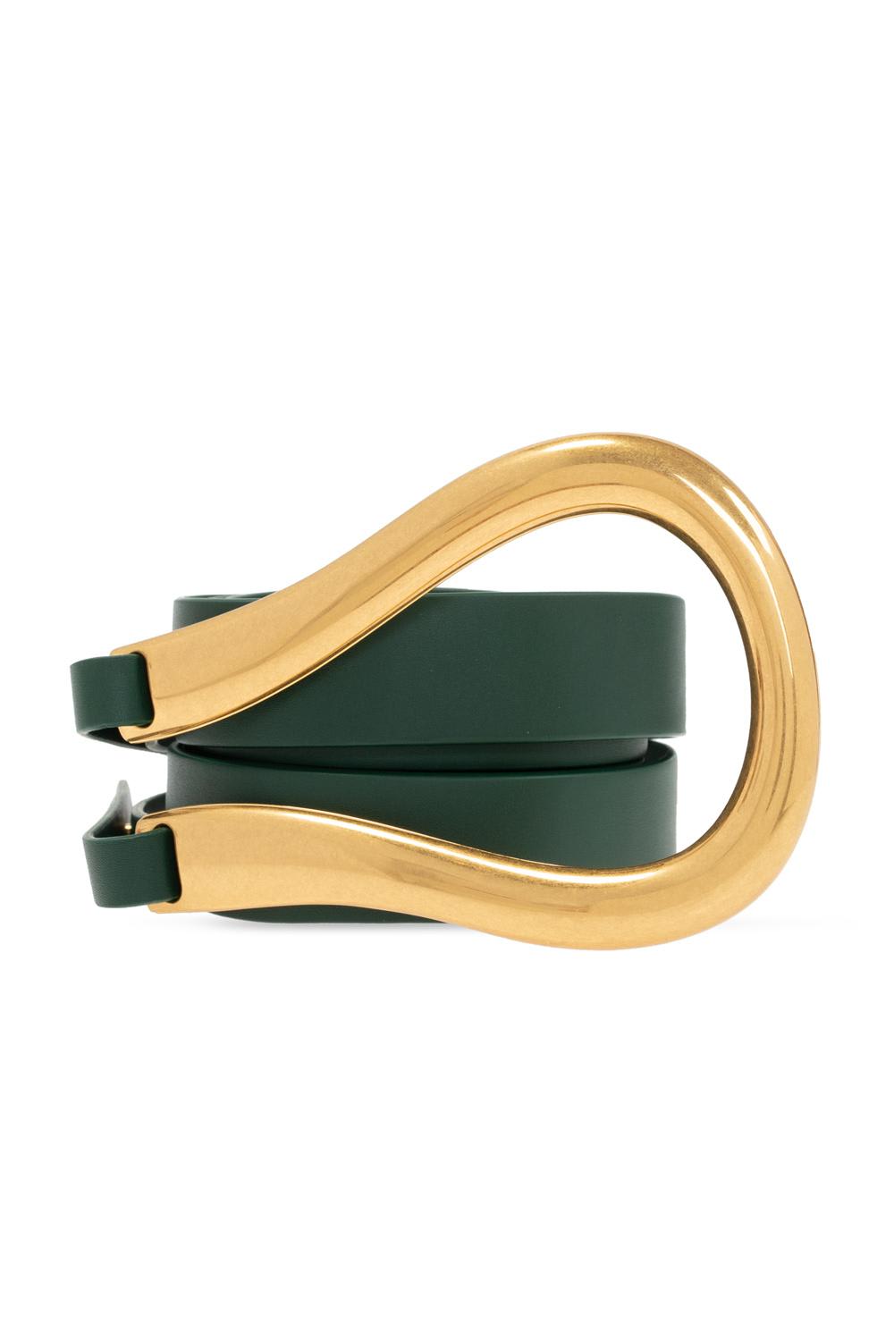 Shop Bottega Veneta Leather Belt In Raintree Gold