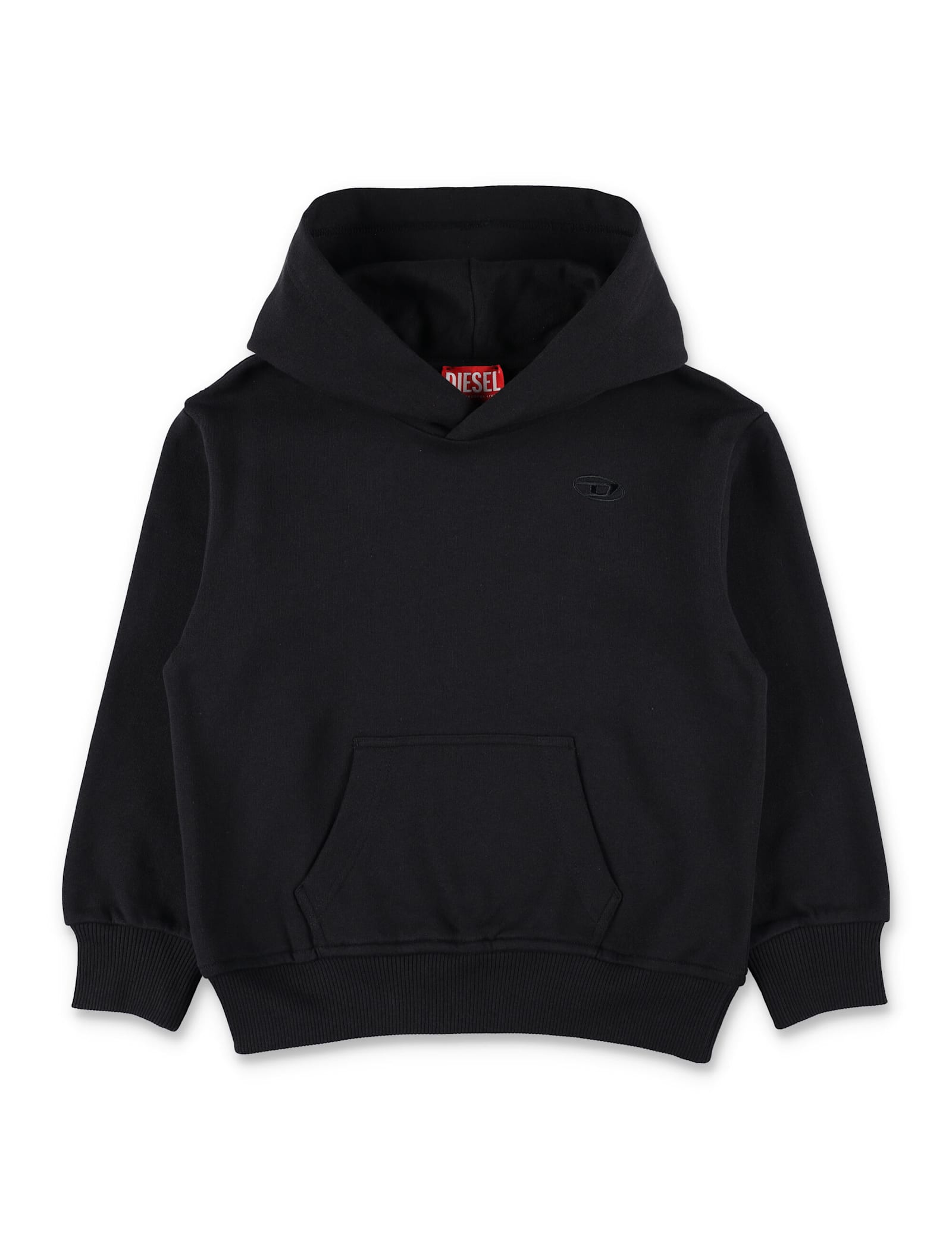 Diesel Kid -  Black Oversized Hoodie With Oval D Embroidery In Black