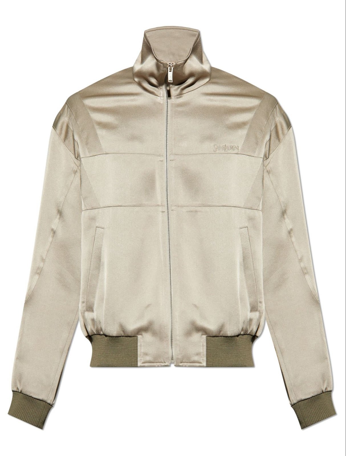 Shop Saint Laurent Zip-up High Neck Teddy Jacket