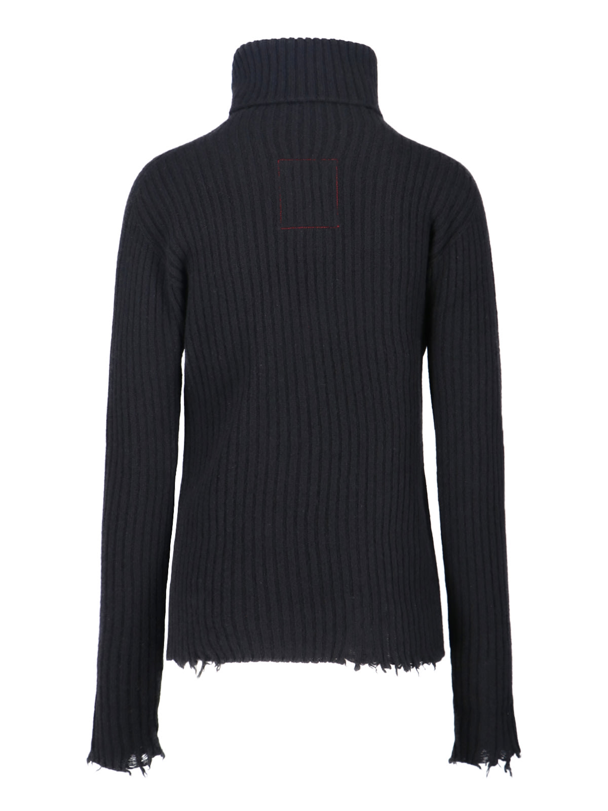 Uma Wang Knitwear Turtleneck Ribbed Distressed Hem Long Sleeves In Black