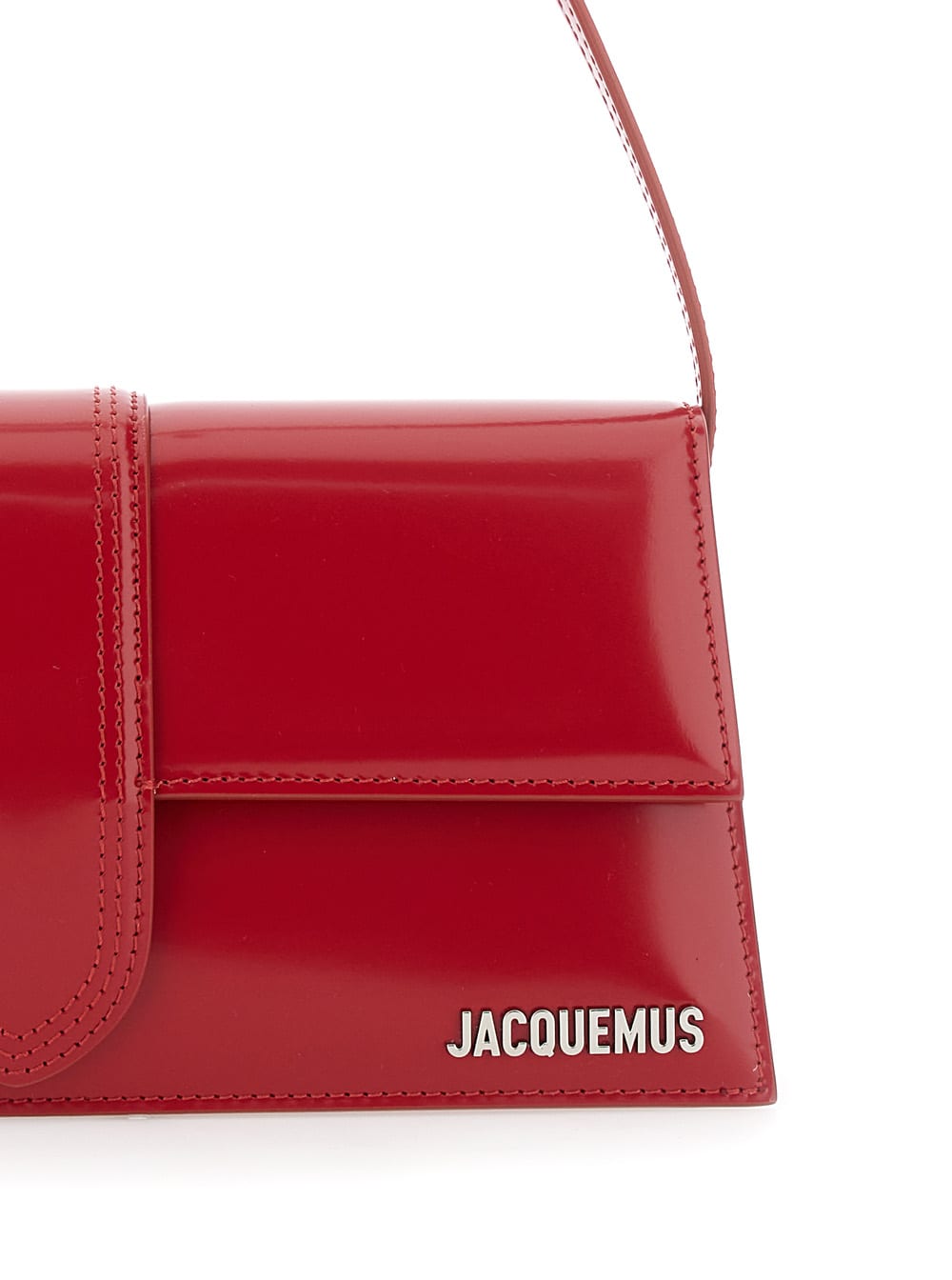 Jacquemus Le Bambino Long Patent Shoulder Bag In Red