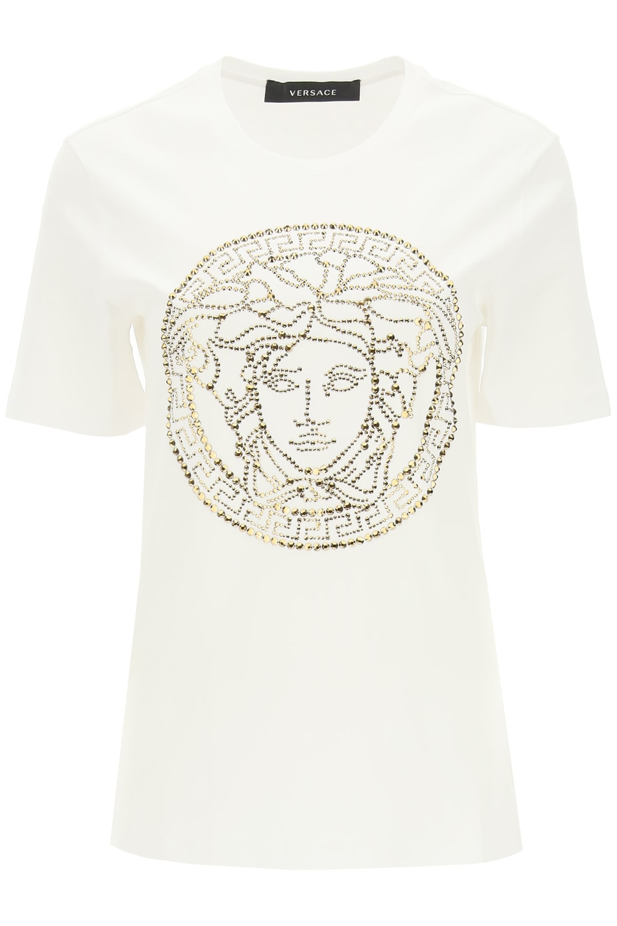 Versace Medusa T-shirt With Studs And Rhinestones
