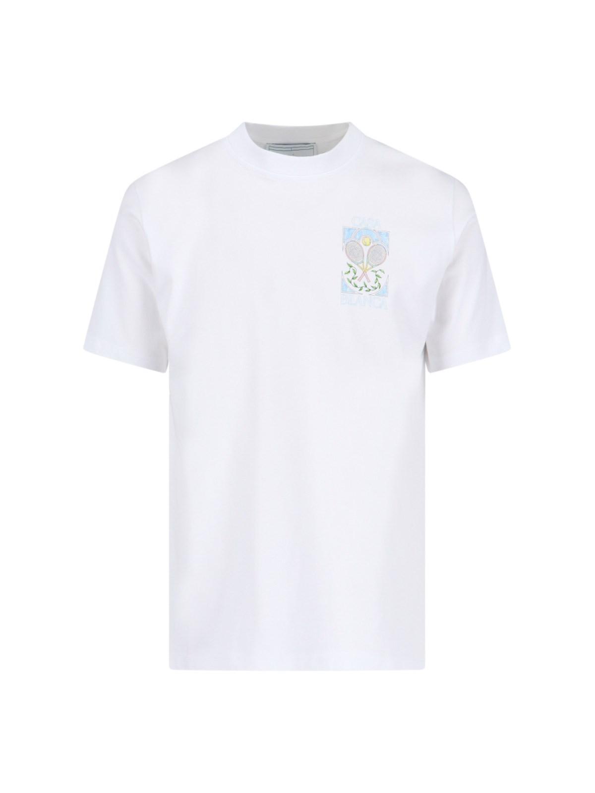 Shop Casablanca Tennis Pastelle T-shirt In Bianco