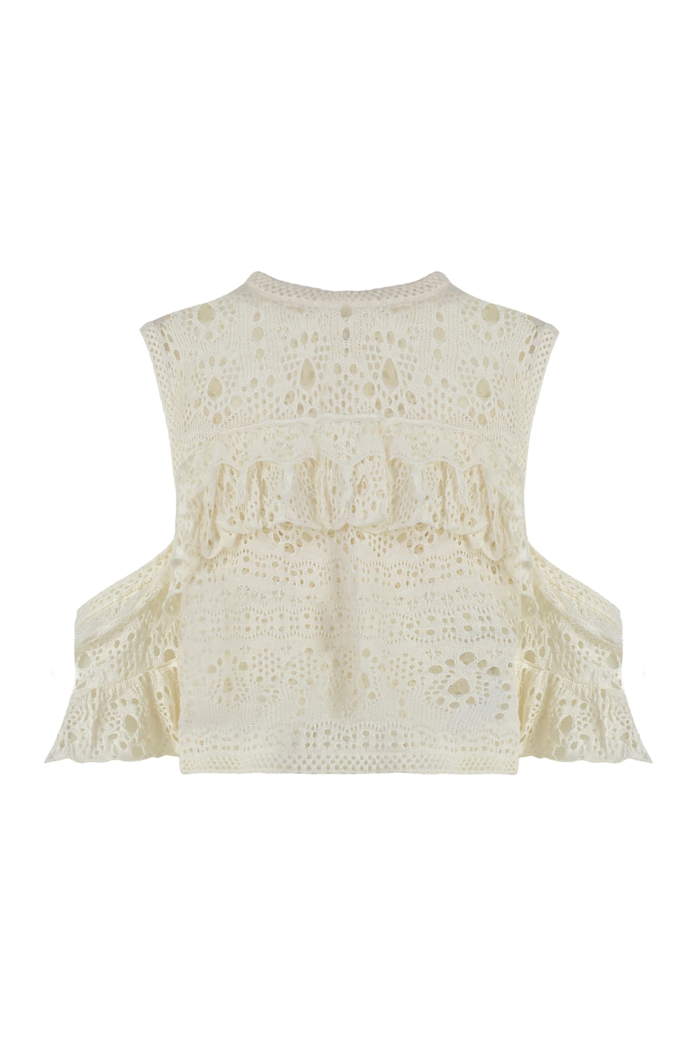 Chloé Crochet Knit Top In White
