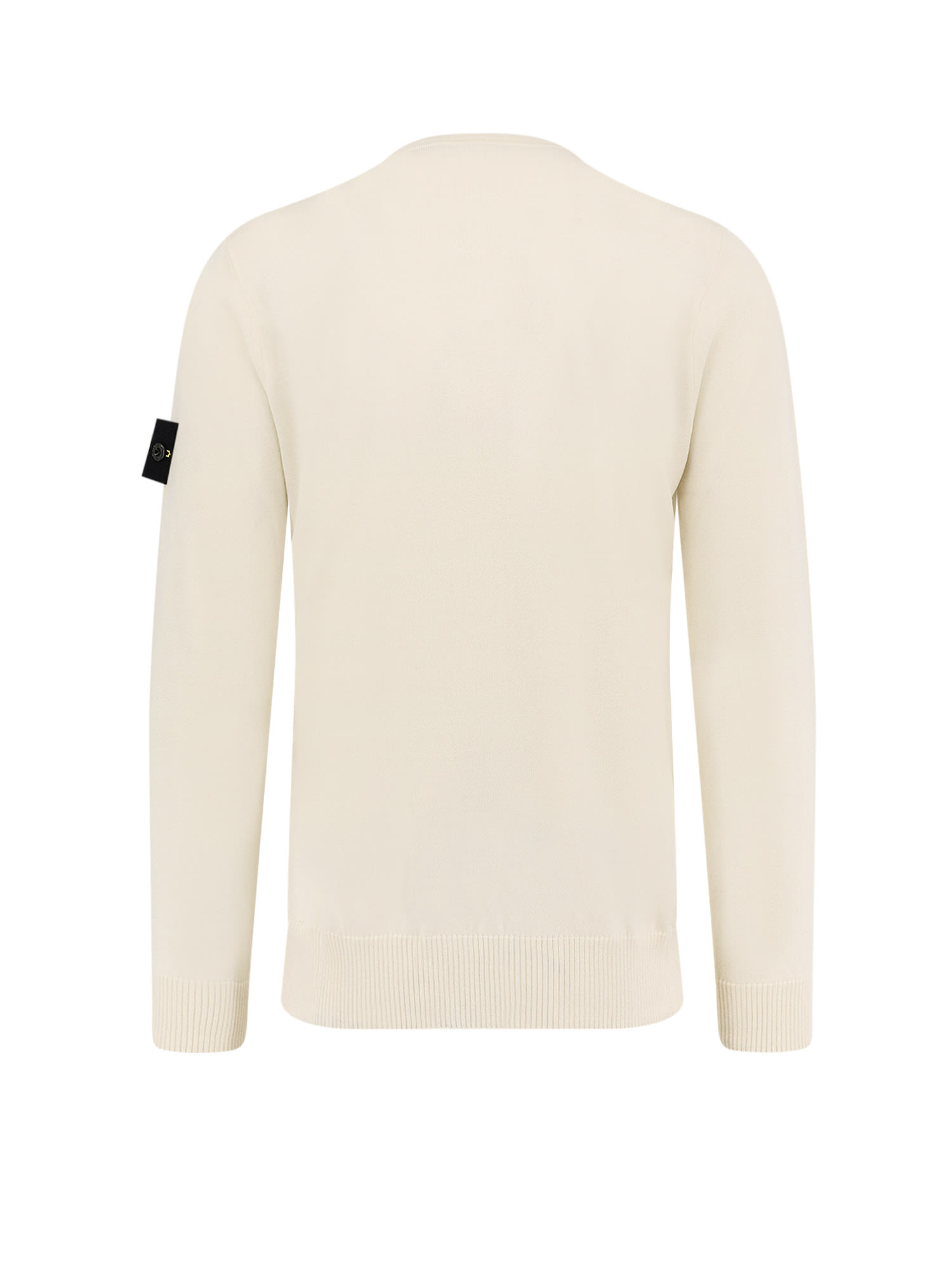 Stone Island Ribbed Crew-neck Cotton Sweater With Long Sleeves In Neutral