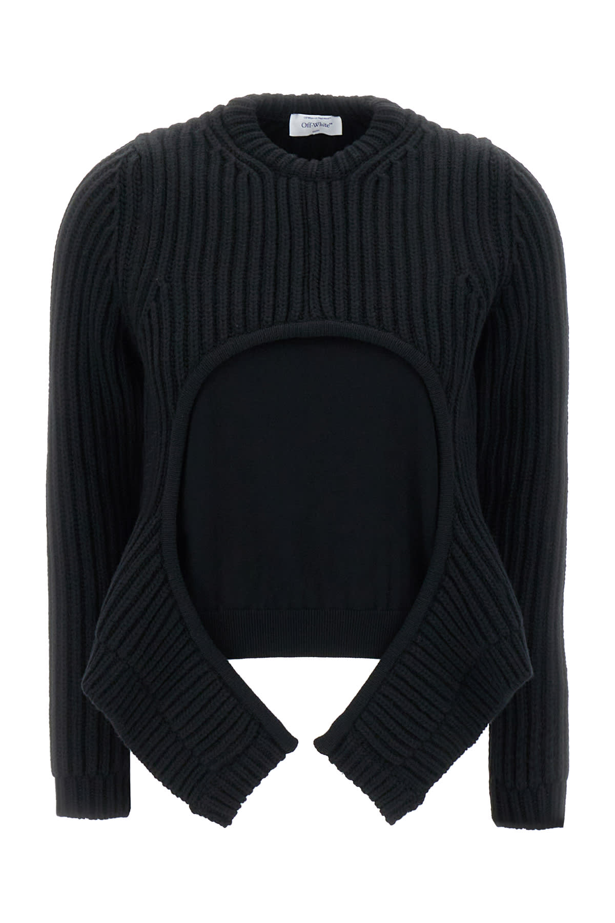 Shop Off-white Black Wool Blend Sweater In 1000