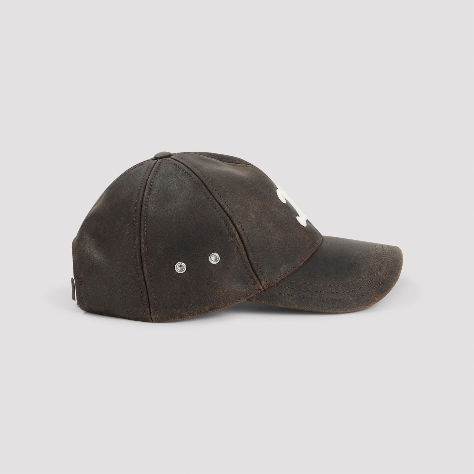 Celine Brown Triomphe Calf Leather Hat In Brown