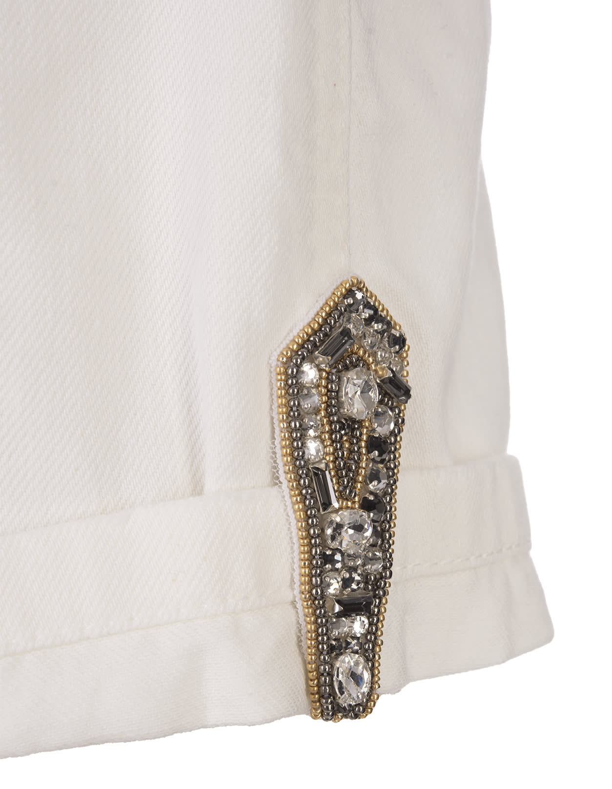 Shop Ermanno Scervino White Shorts With Jewel Detailing