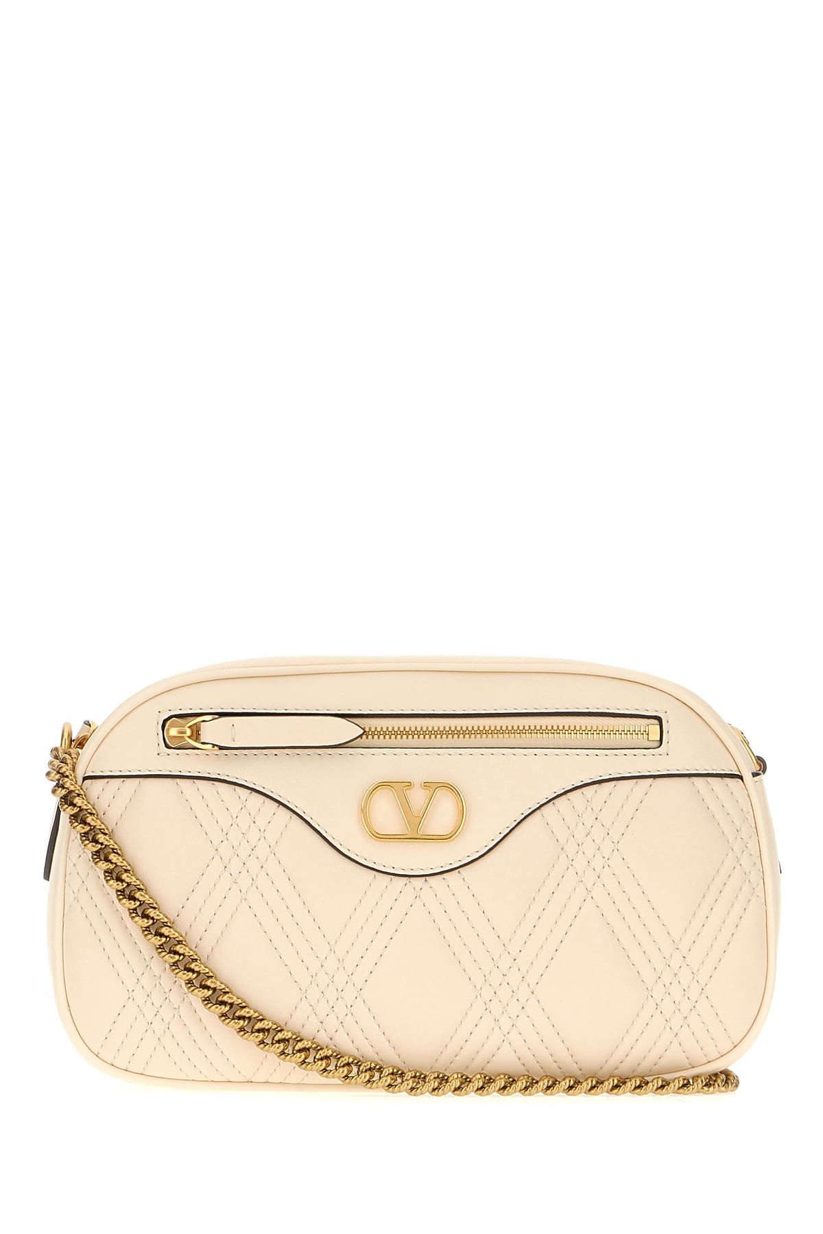 Ivory Nappa Leather Quiltie 67 Crossbody Bag