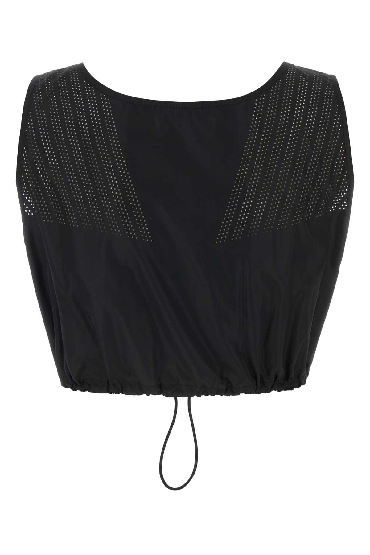 Shop Miu Miu Black Polyester Blend Crop-top In Nero