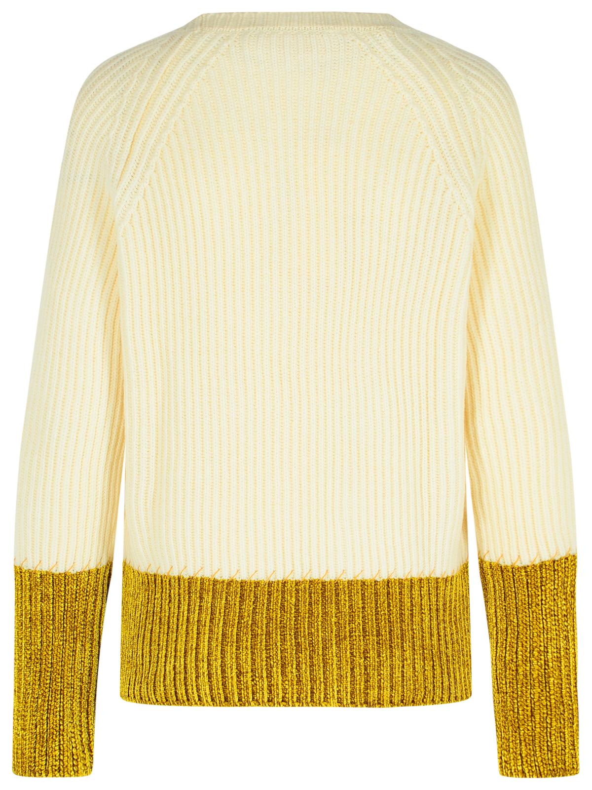 Marni Relaxed Fit Roundneck Knit Sweater With Ribbed Texture In Neutral