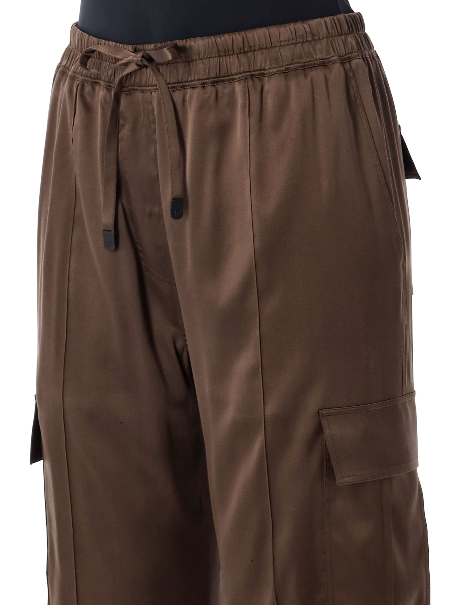 Tom Ford Stretch Silk Satin Cargo Pj Pants In Brown