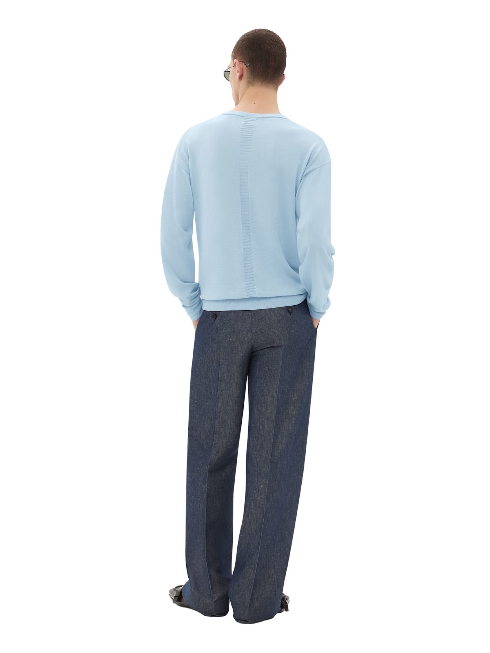 Ferrari Cashmere And Silk Jumper With Link Pattern In Blue
