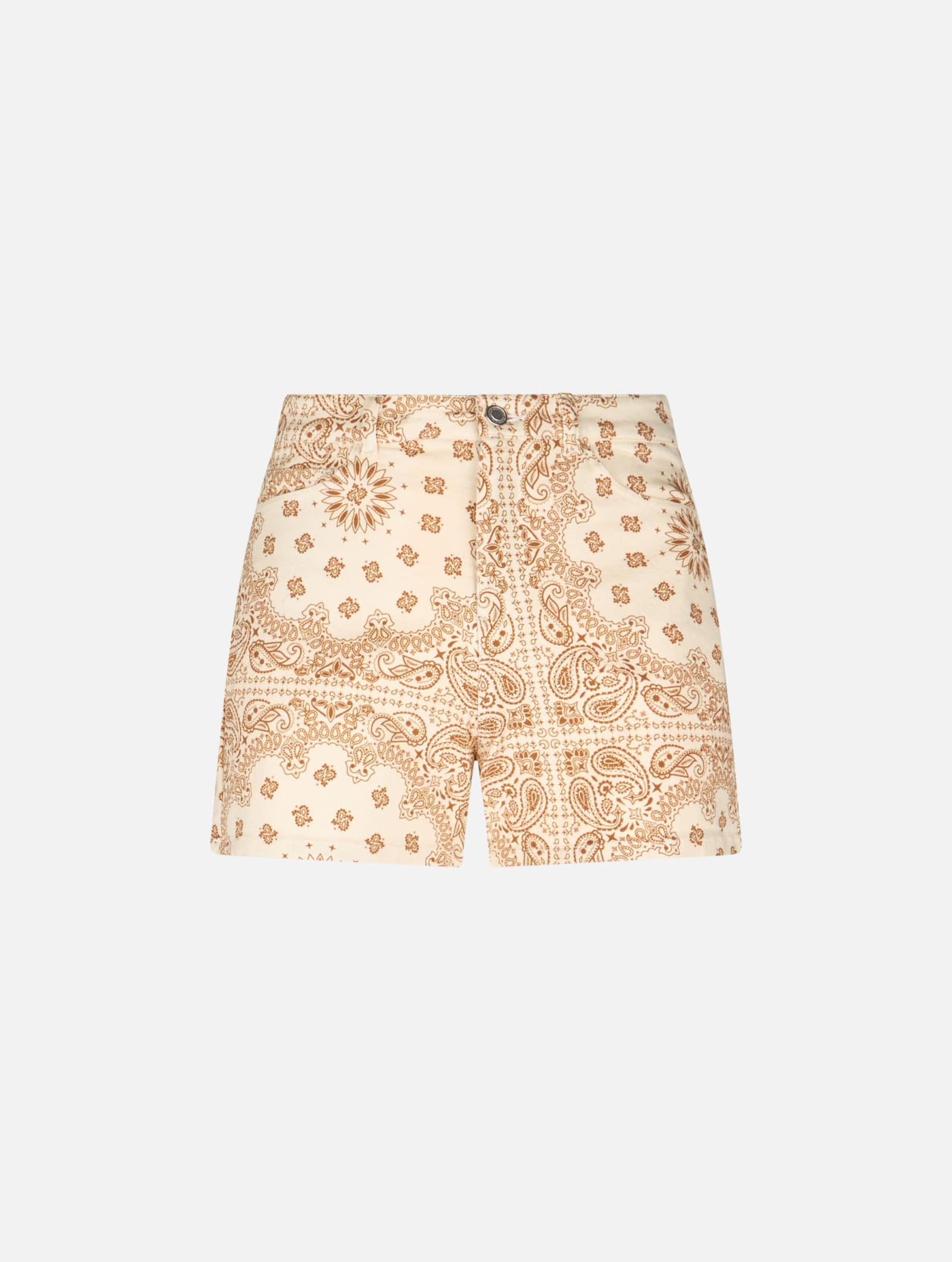 Mc2 Saint Barth Woman Bandanna Print Denim Bermuda Cancun In White