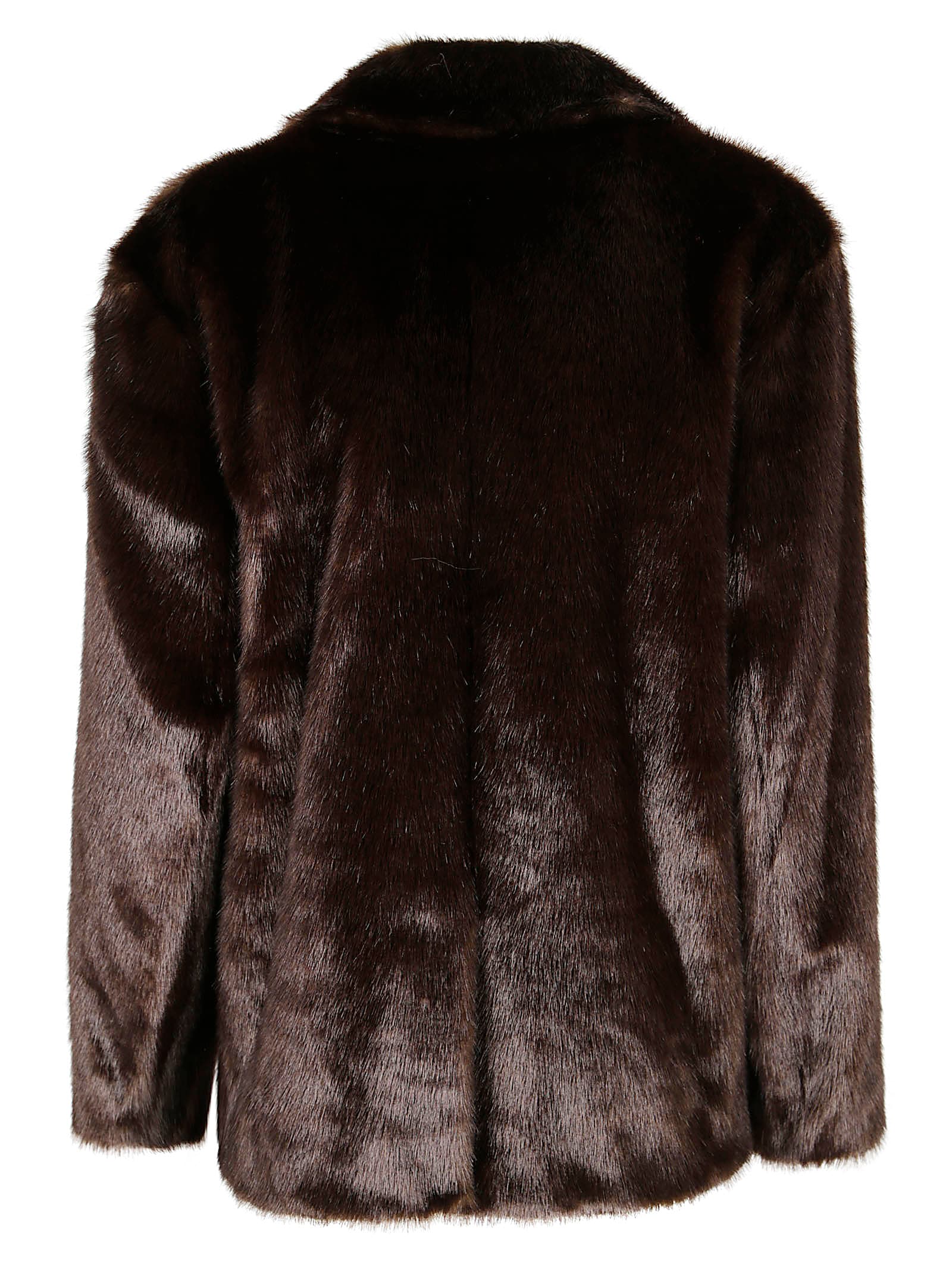 Stand Studio Mid-length Plush Faux Fur Jacket In Brown