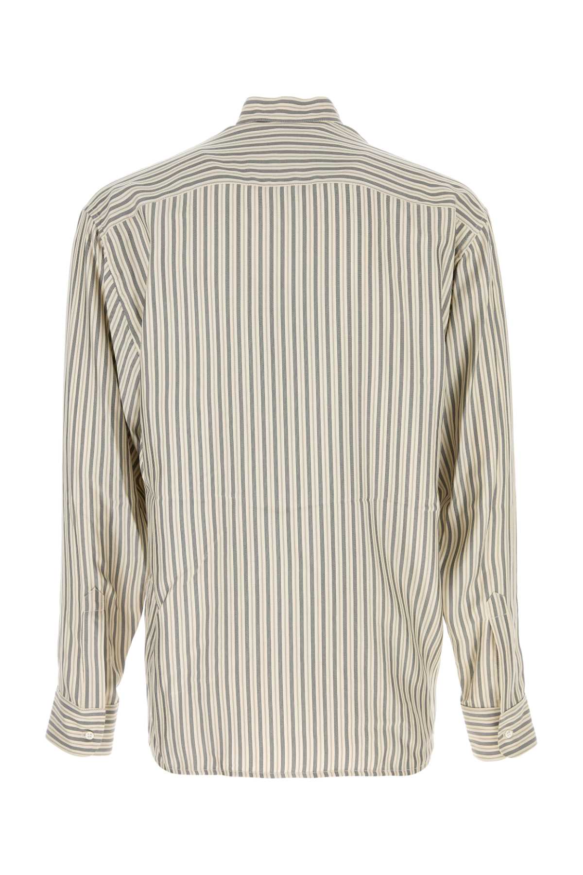 Le Kasha Embroidered Silk Aldar Shirt In Blue