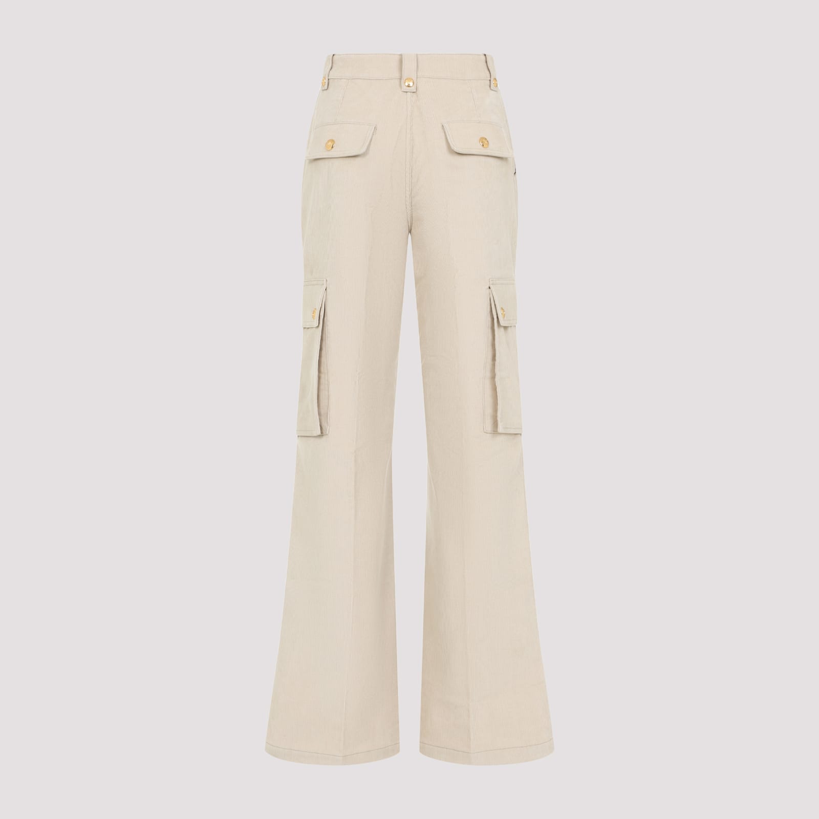 Celine Cargo Pants With Flared Leg And Pockets In Neutral