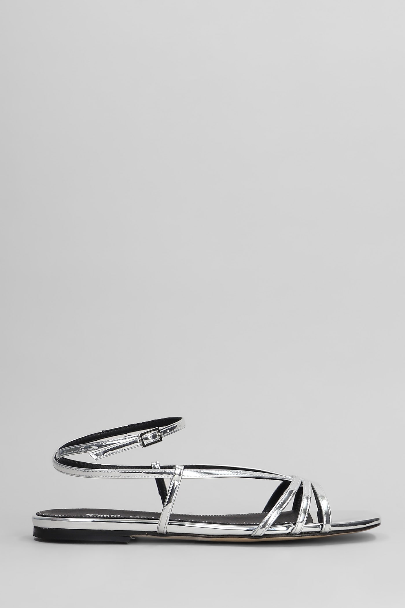 Flats In Silver Leather