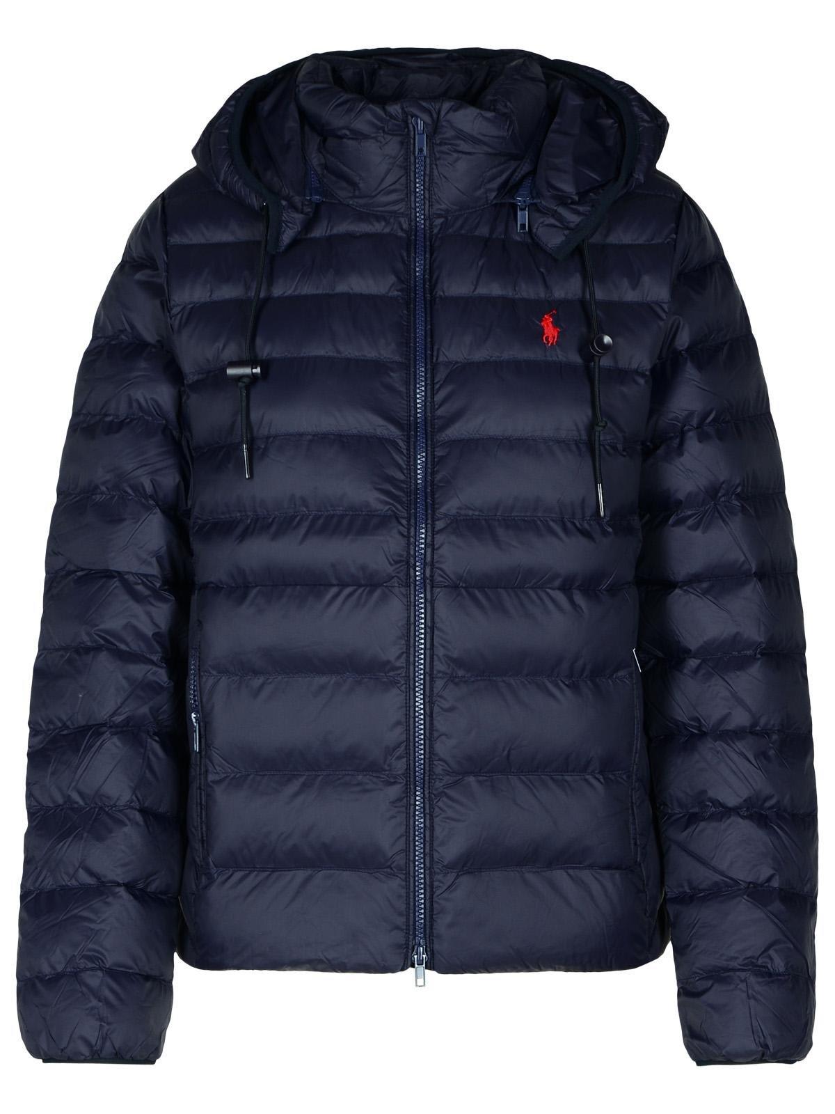 Ralph Lauren Hooded Down Jacket In Blue