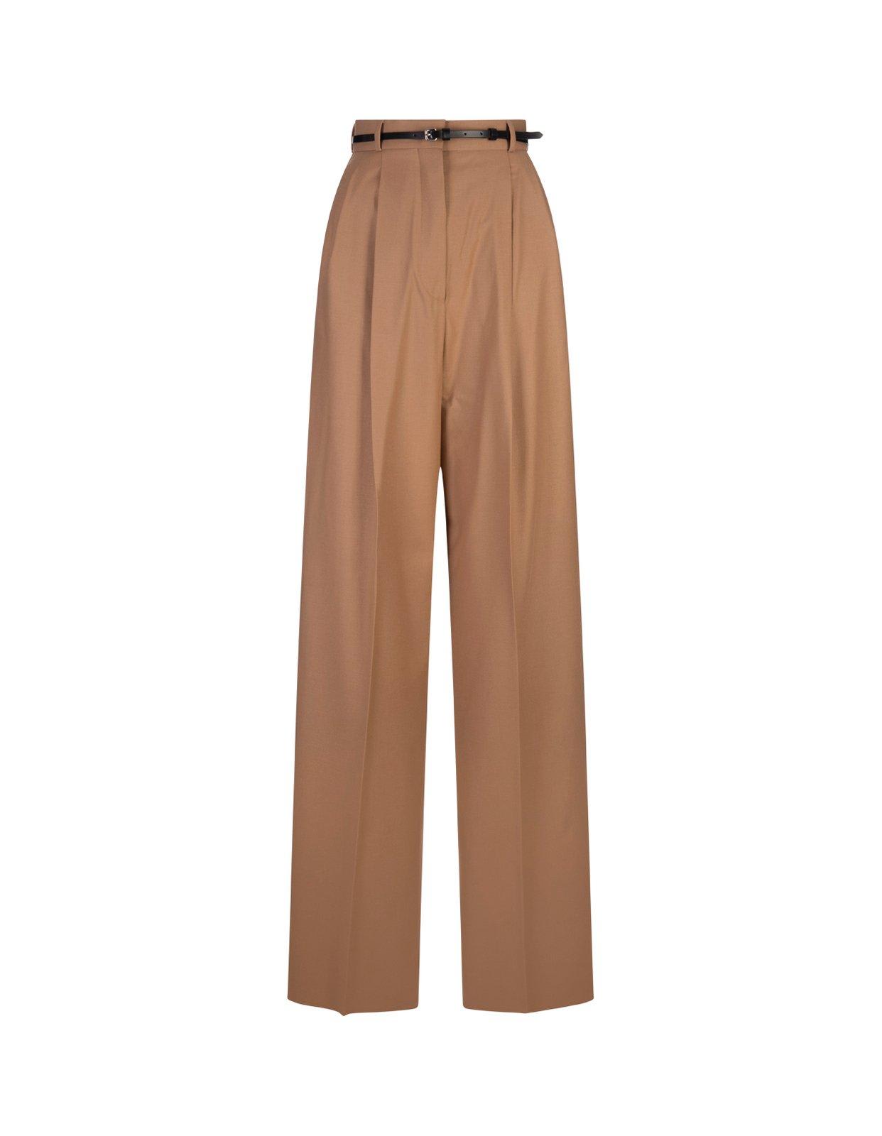 Shop Sportmax Belted Straight Leg Trousers In C