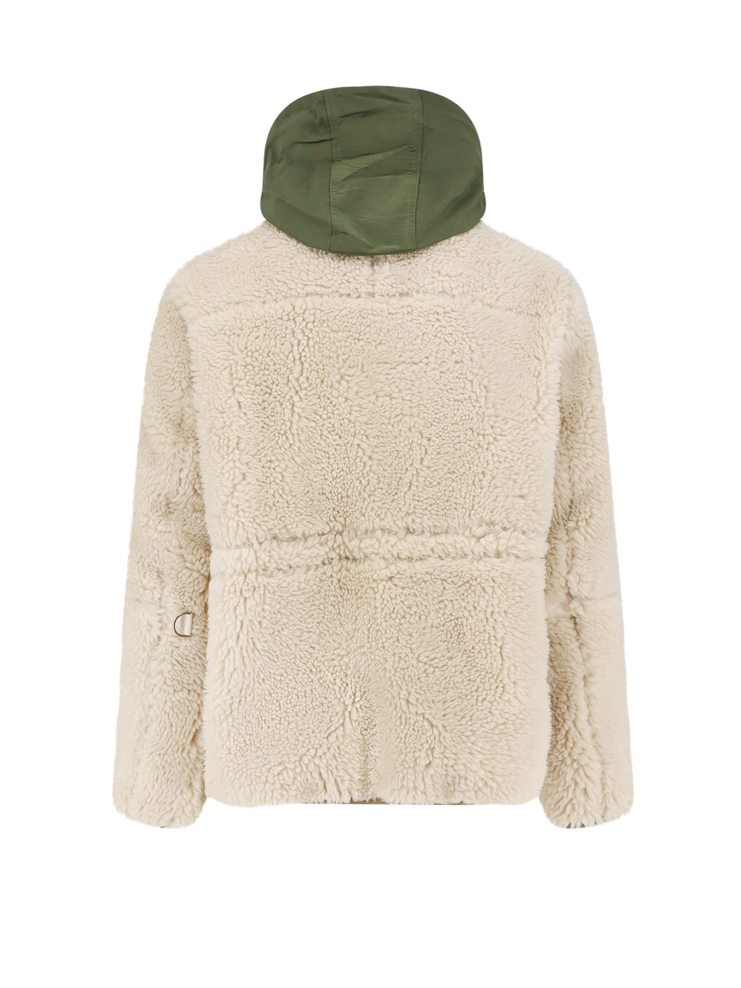 Sacai Sherling Beige Wool Blend Jacket In Multi