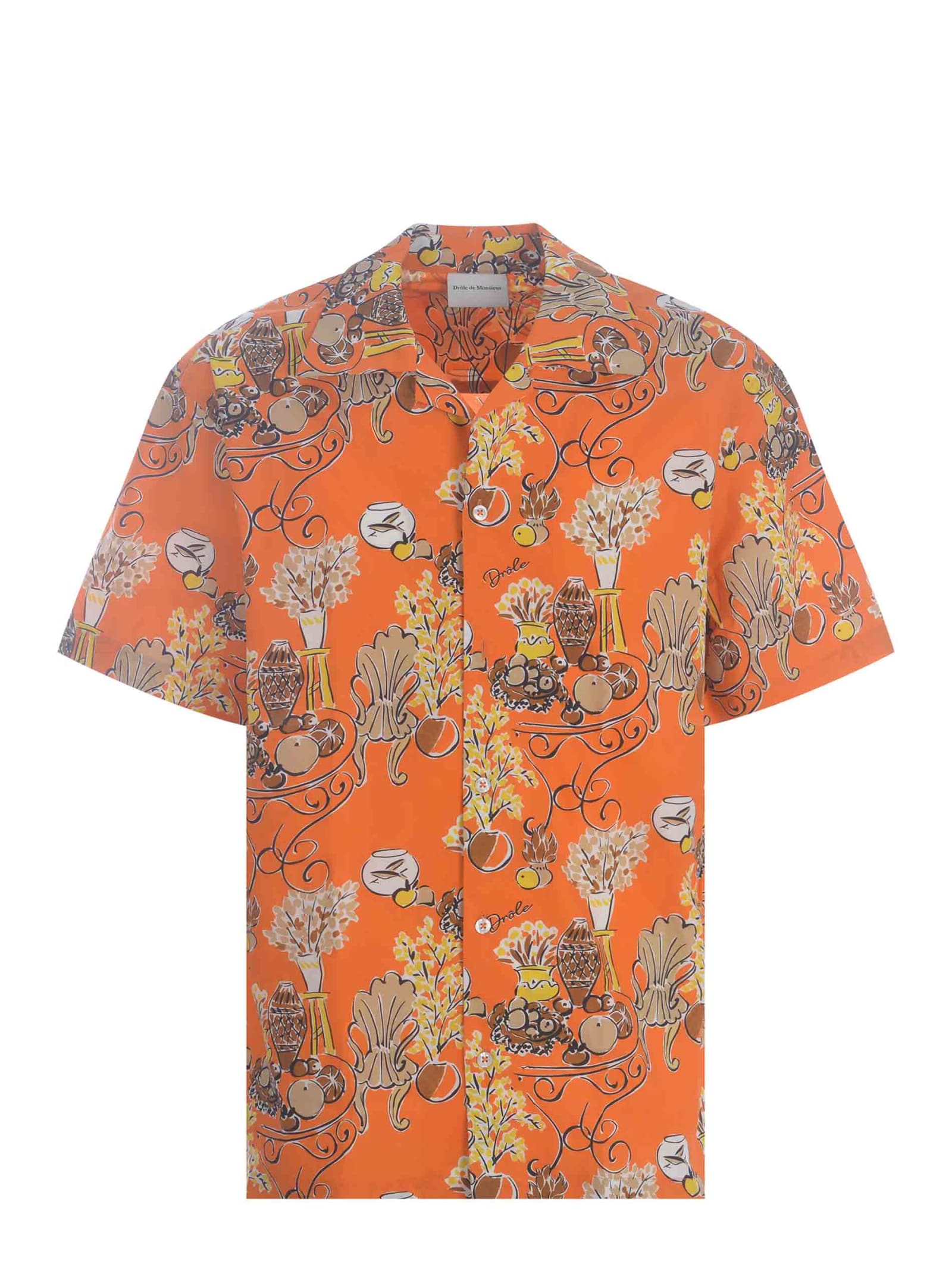 Shop Drôle De Monsieur Shirt Drole De Monsieur Terasse Made Of Cotton In Orange