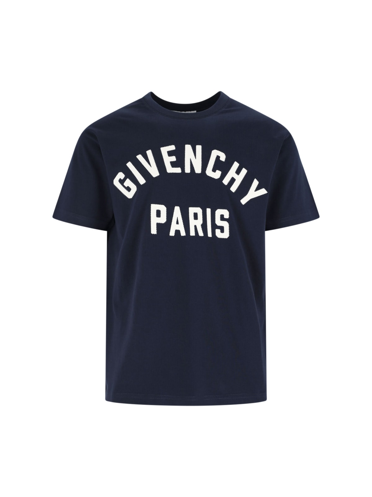 Givenchy Relaxed Fit Black Cotton T-shirt With Bold Logo Print In Blue