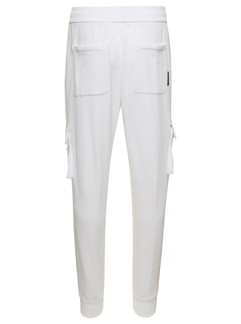 Shop Moose Knuckles Clemont White Cargo Pants With Logo Patch In Cotton Man