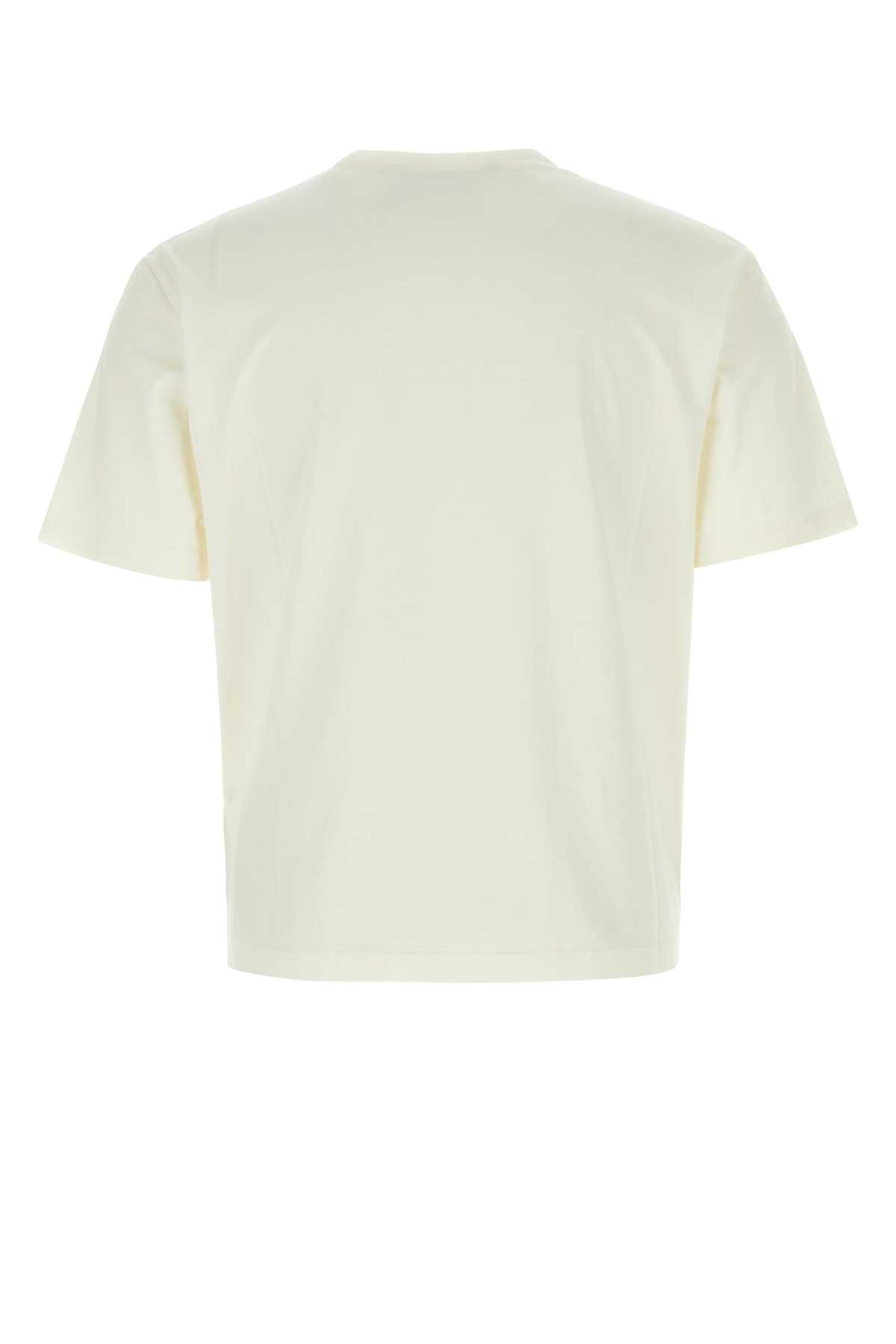 Shop Palm Angels Ivory Cotton T-shirt In Whiteoffwhite