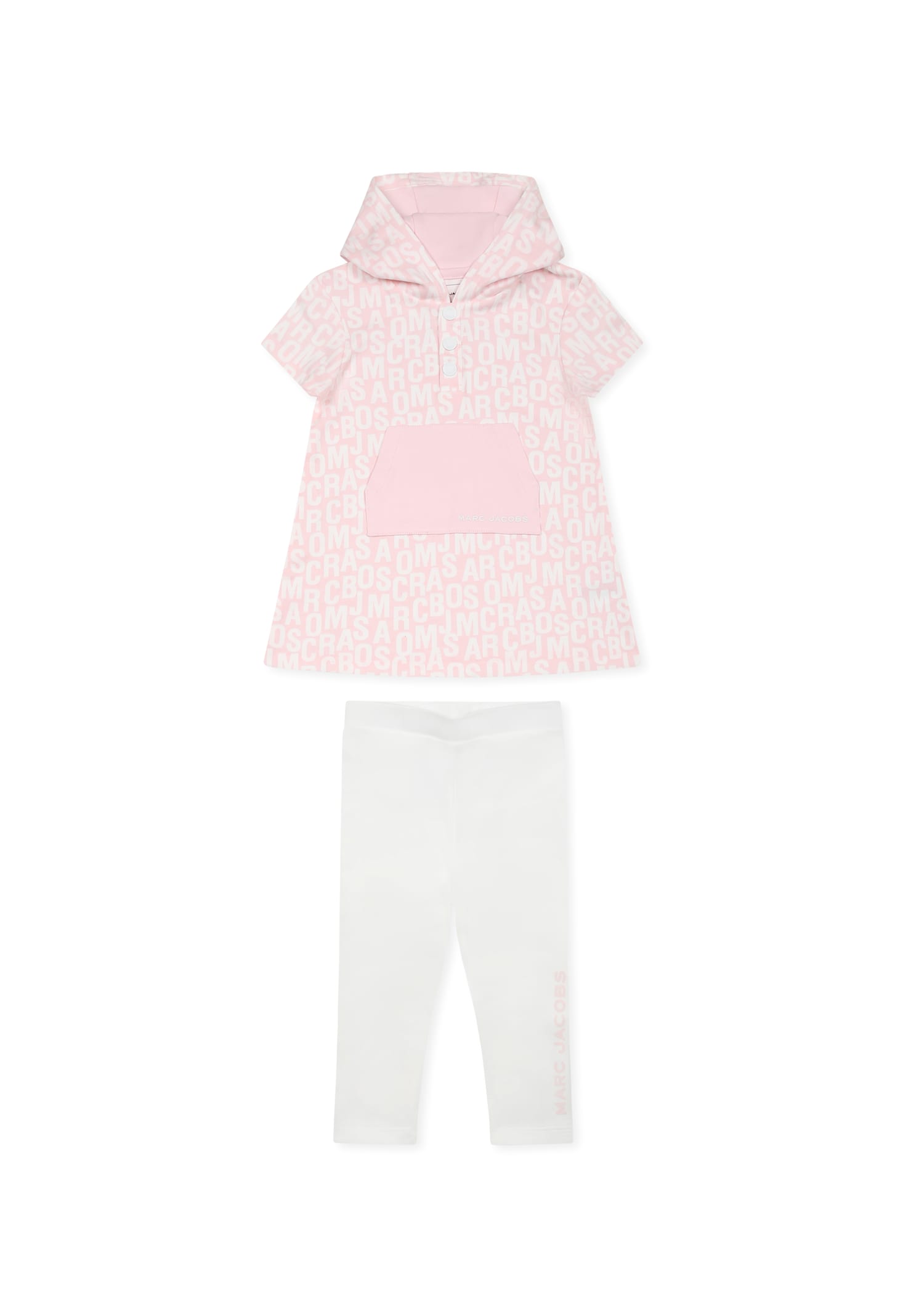 Marc Jacobs Pink Suit For Baby Girl With Logo In Pink