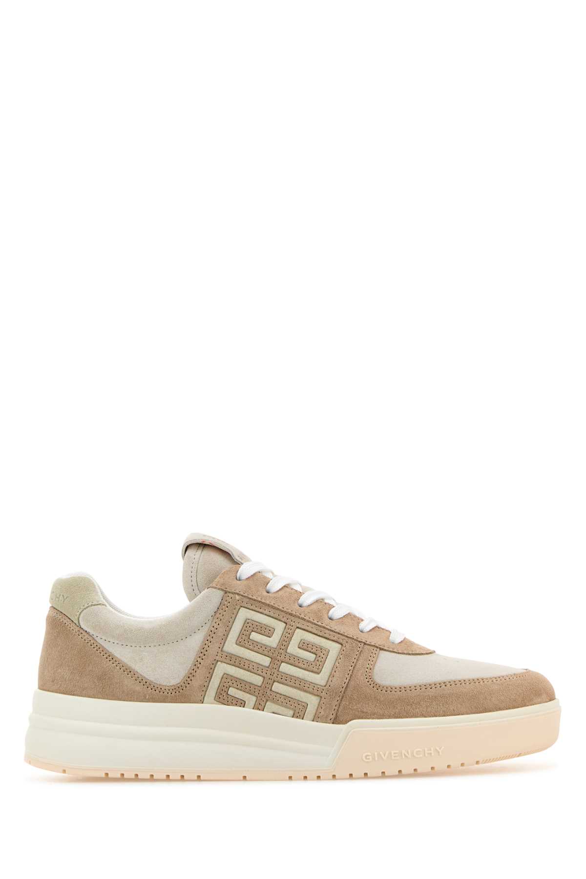 Shop Givenchy Two-tone Suede G4 Sneakers In Beigewhite