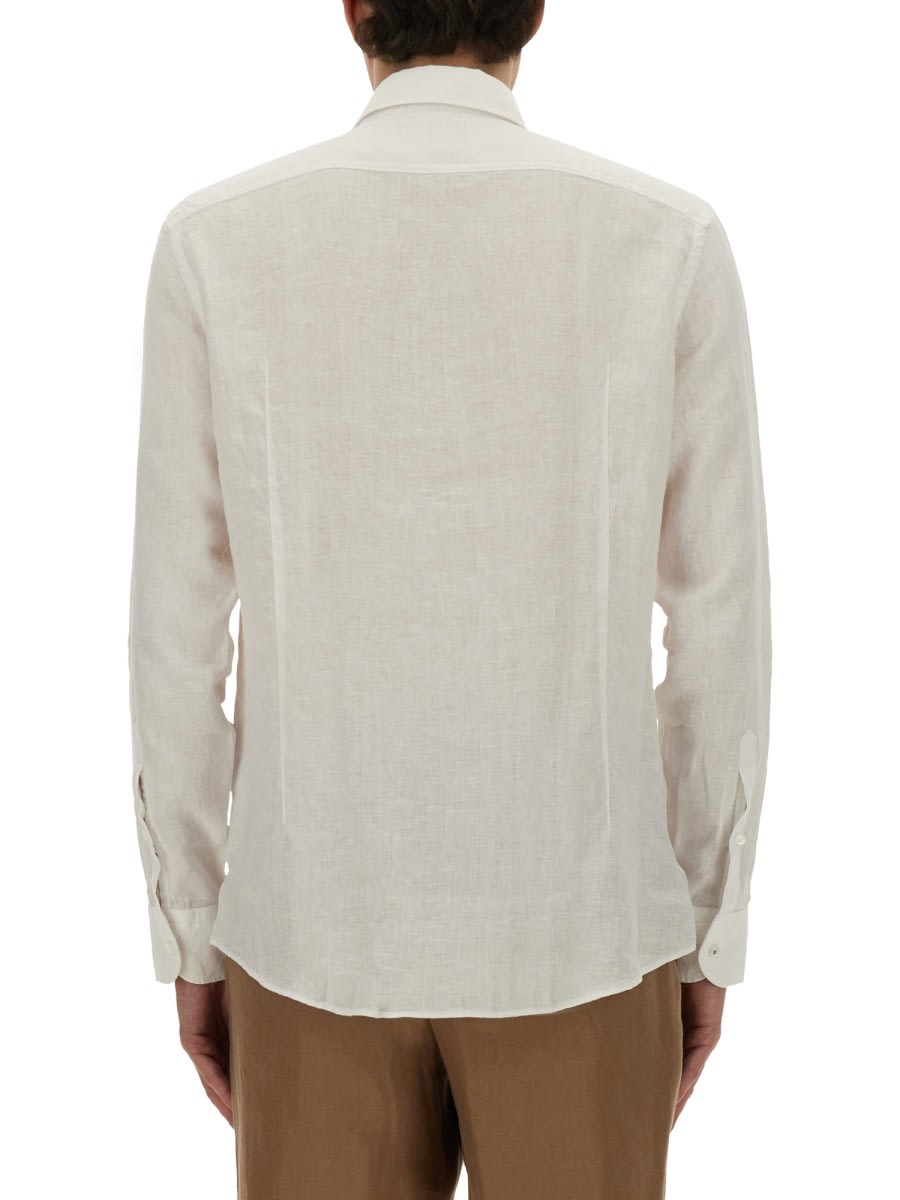 Hugo Boss Button-down Collar Shirt Semi-sheer Fabric In White