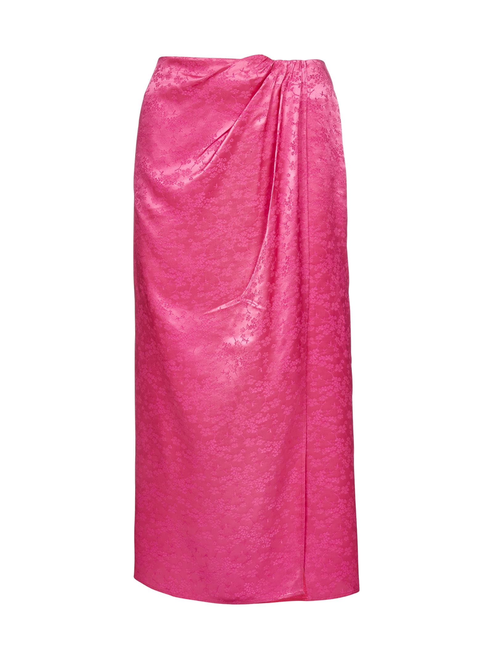 Andamane Gabrielle Floral Jacquard Satin Midi Wrap Skirt