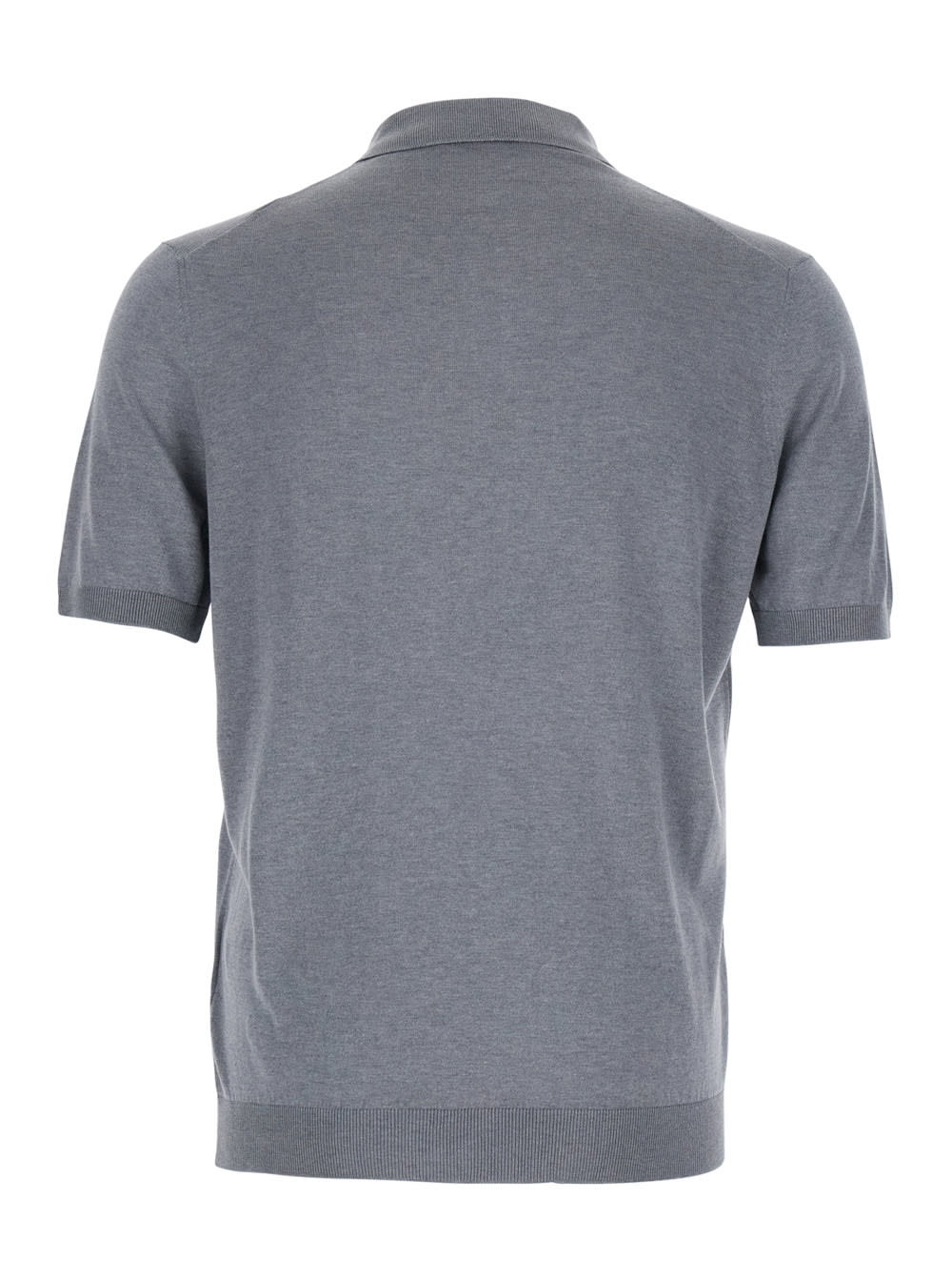 Shop Tagliatore Grey Polo Shirt With Buttonless Collar And Ribbed Trims In Silk Man
