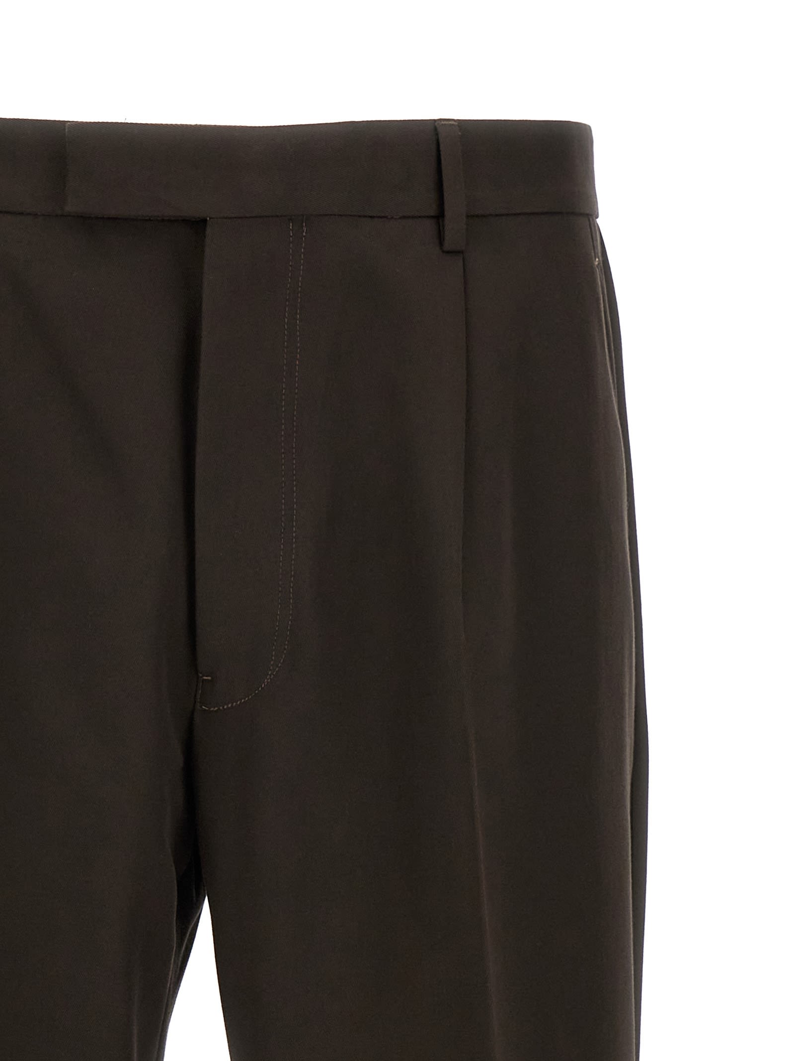 Shop Zegna Front Pleat Pants In Brown