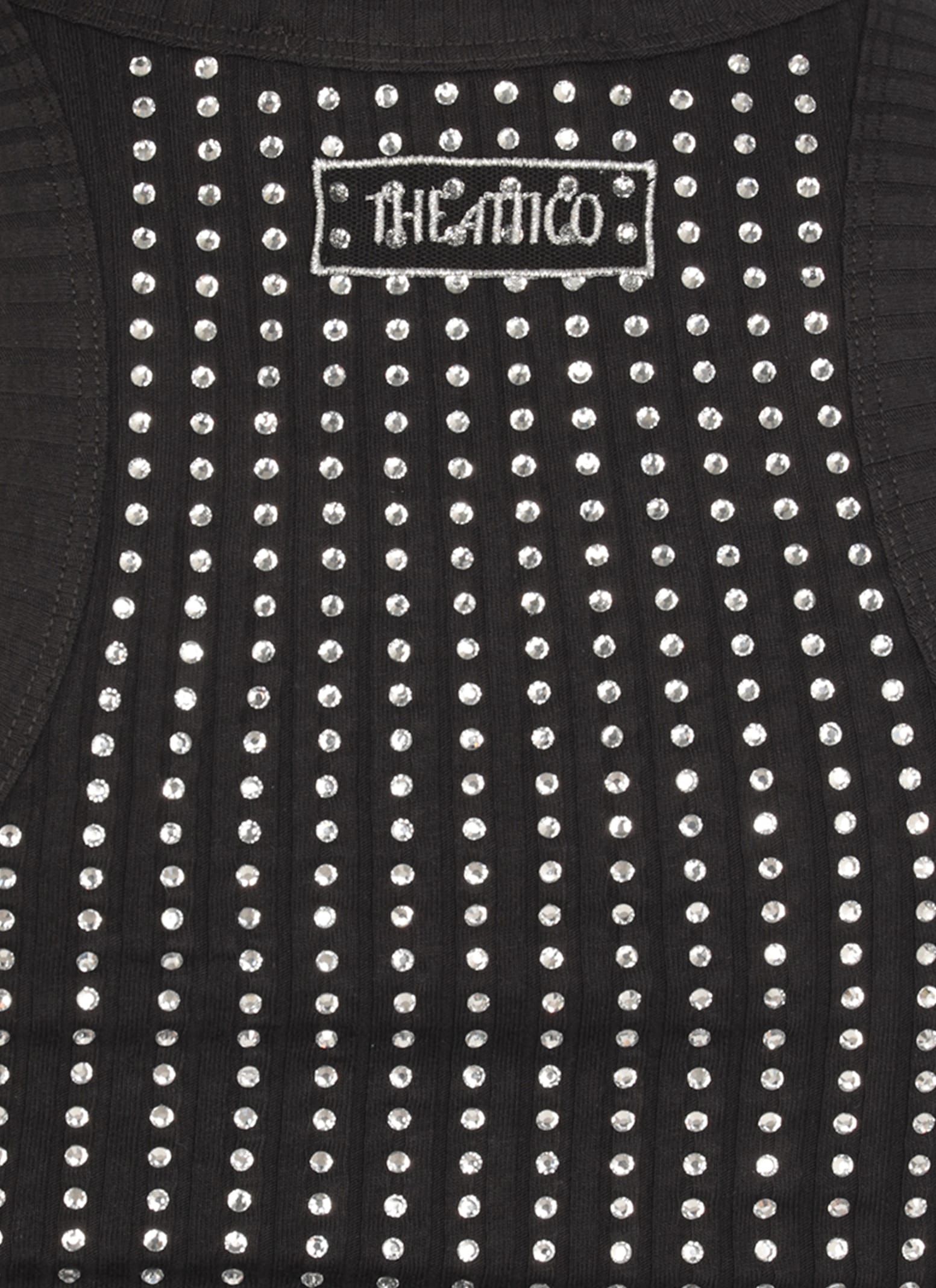 Attico Black Hotfix Crystal Tank Top