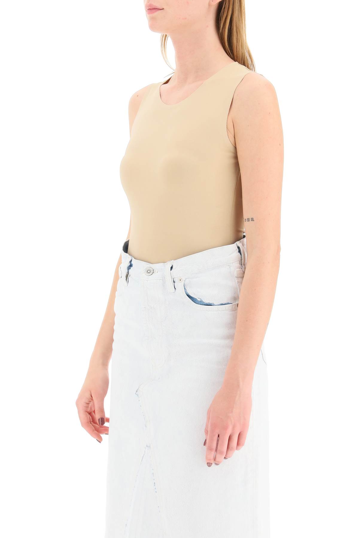 Maison Margiela Natural Crewneck Bodysuit In Skin (beige)